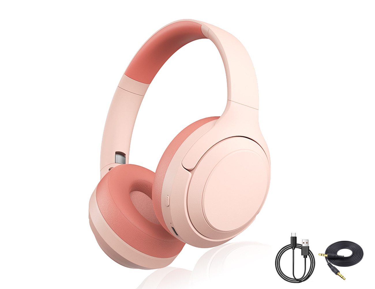 Tekoo Bluetooth Kopfhörer mit Mikrofon, Kabellos, Bluetooth 5.3, AUX, Rosa Over-Ear-Kopfhörer (Faltbares Design, Bluetooth 5.3, 3,5mm Klinkenanschluss)