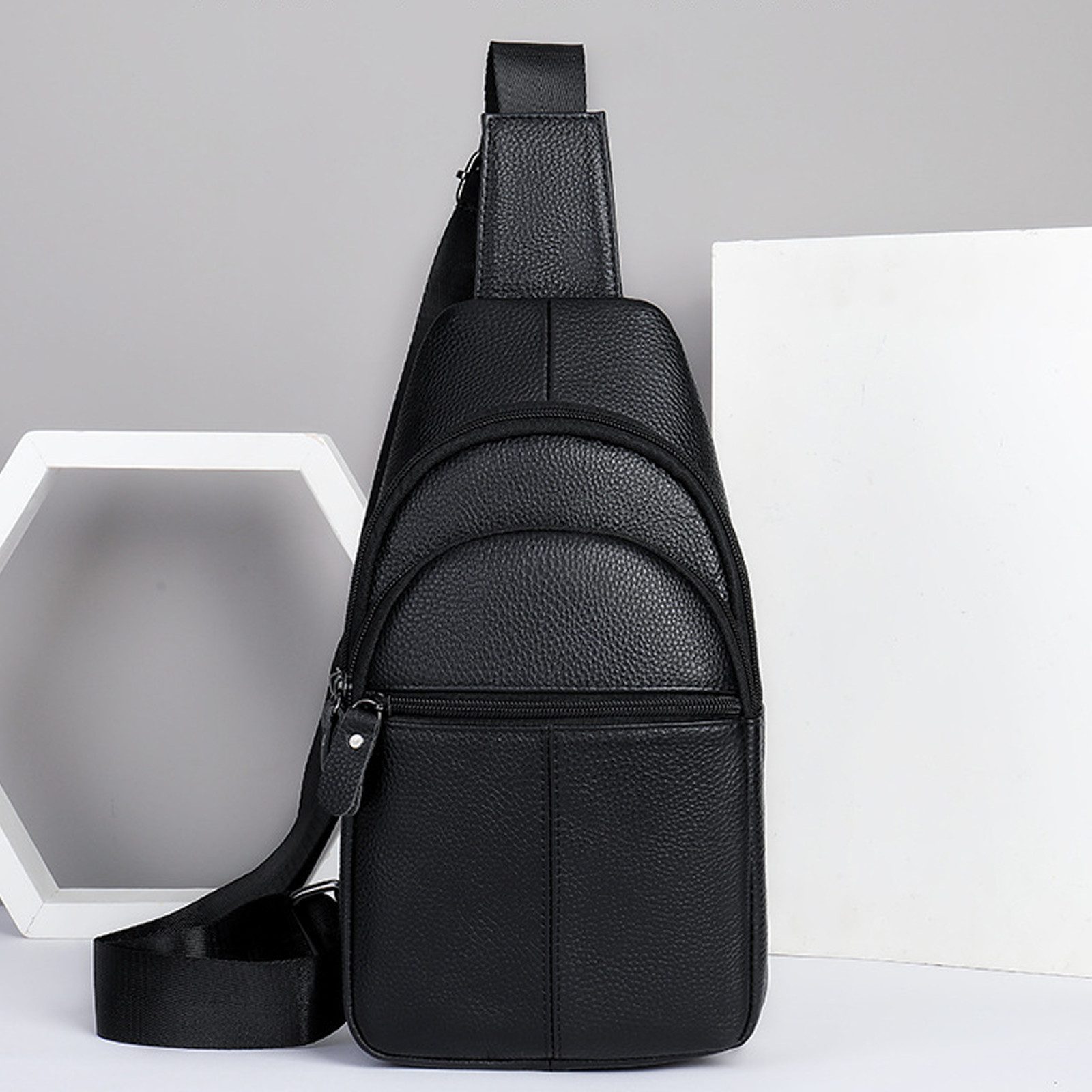 YUBRO-STUDIO Messenger Bag Herren Leder Brusttasche günstig online kaufen