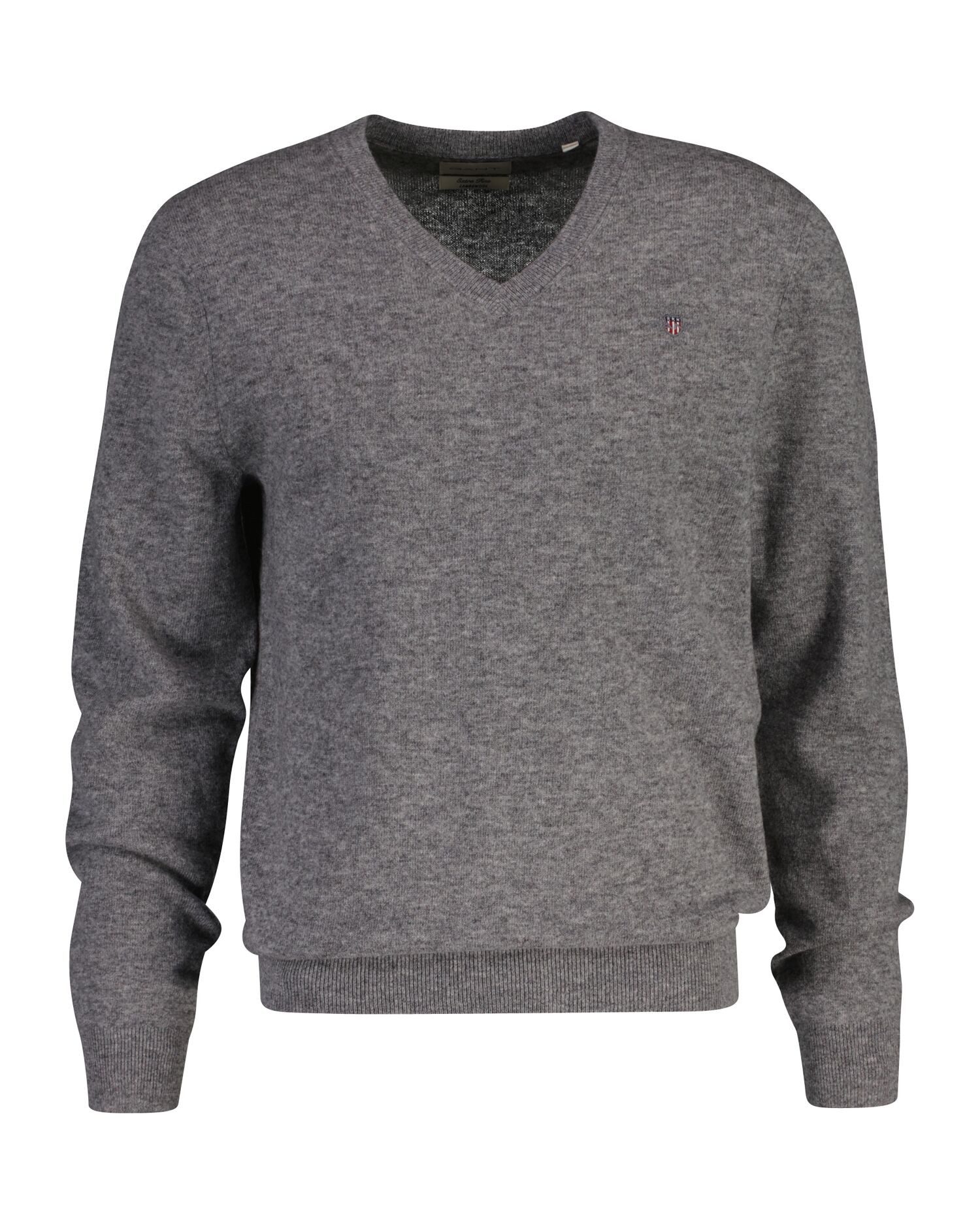 Gant V-Ausschnitt-Pullover EXTRAFINE LAMBSWOOL V-NECK mit Logostickerei günstig online kaufen