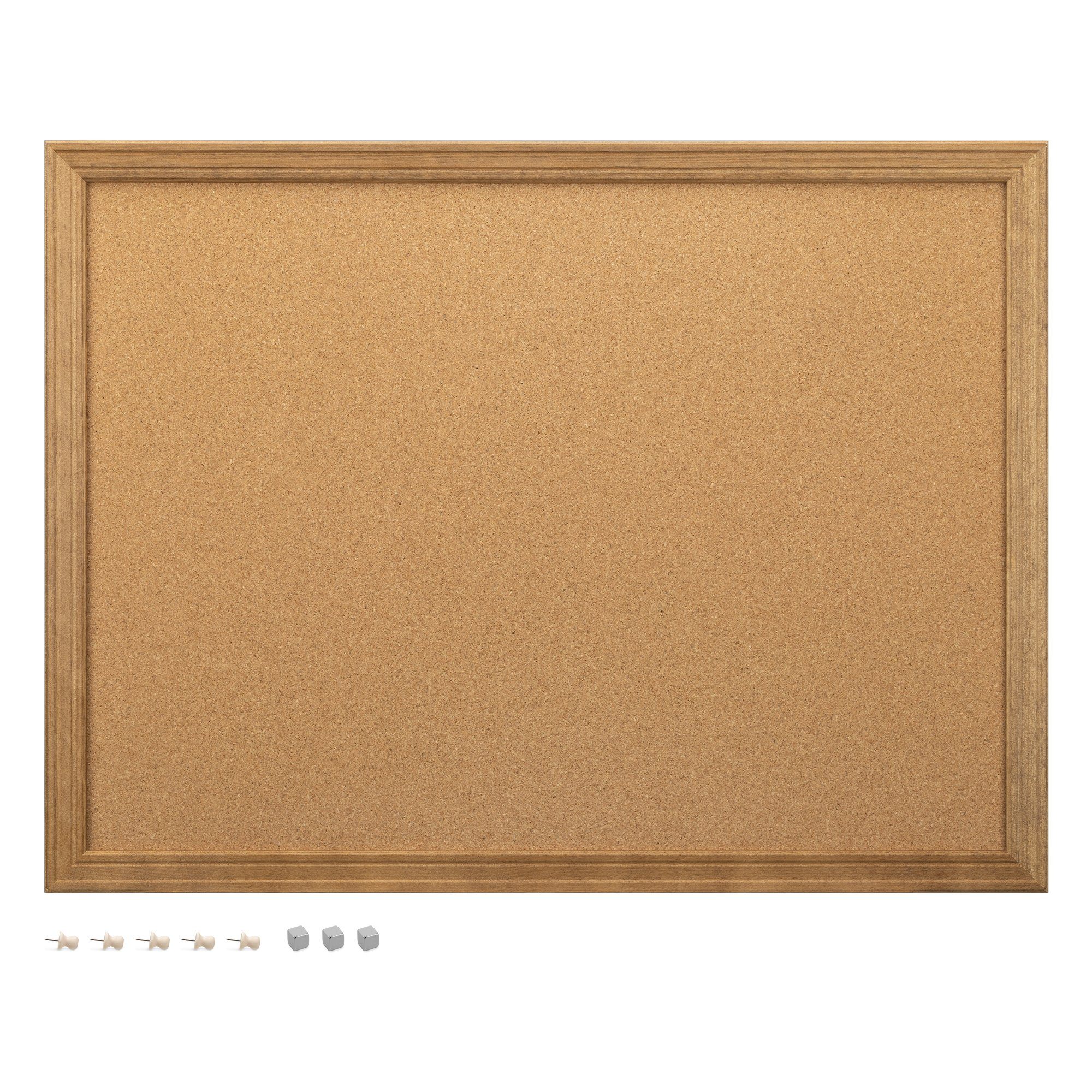 Navaris Pinnwand Magnetische Kork Pinnwand 60x45cm - Memoboard mit Holzrahmen