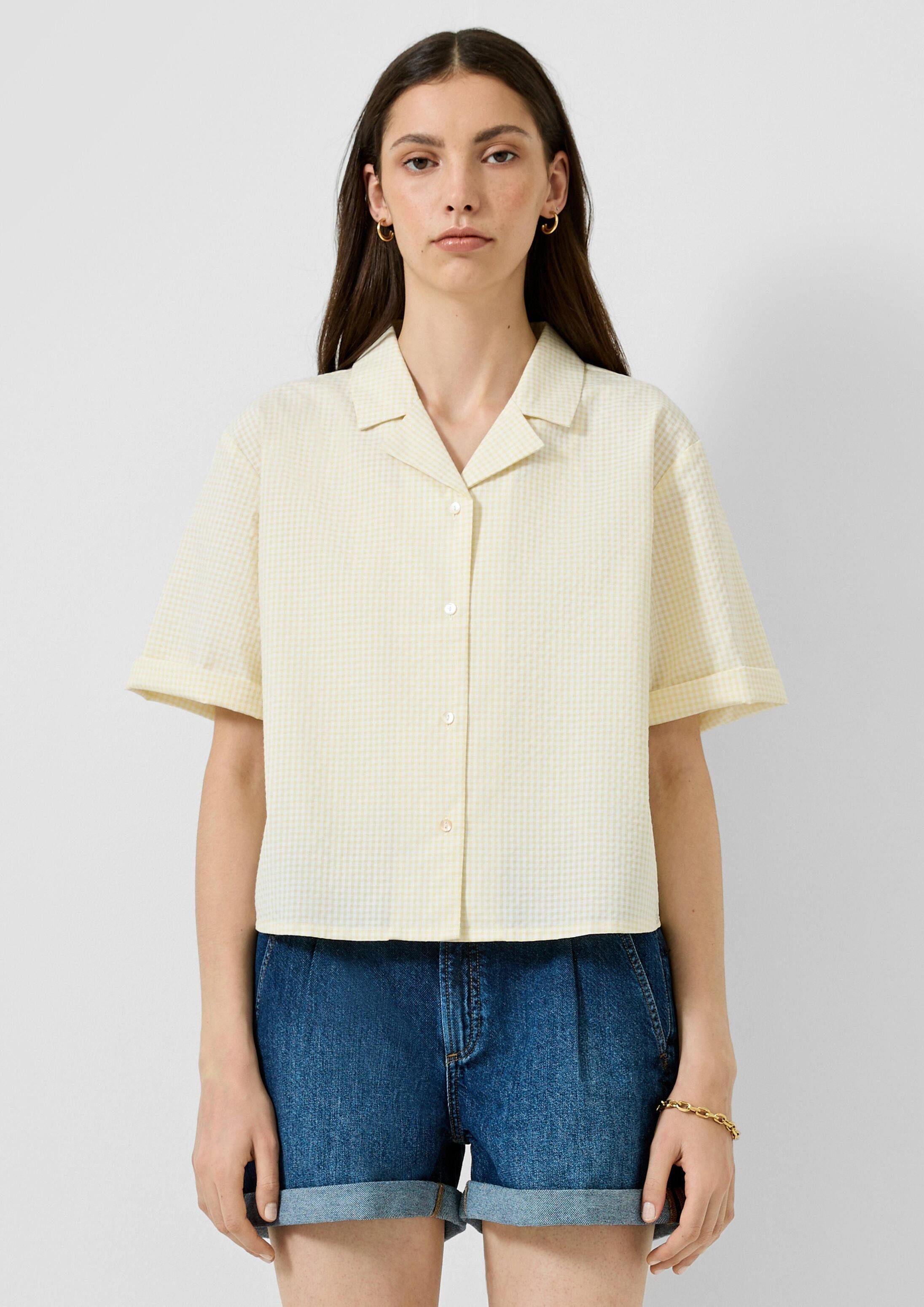 QS Kurzarmbluse Bluse Vichy Karo-Bluse