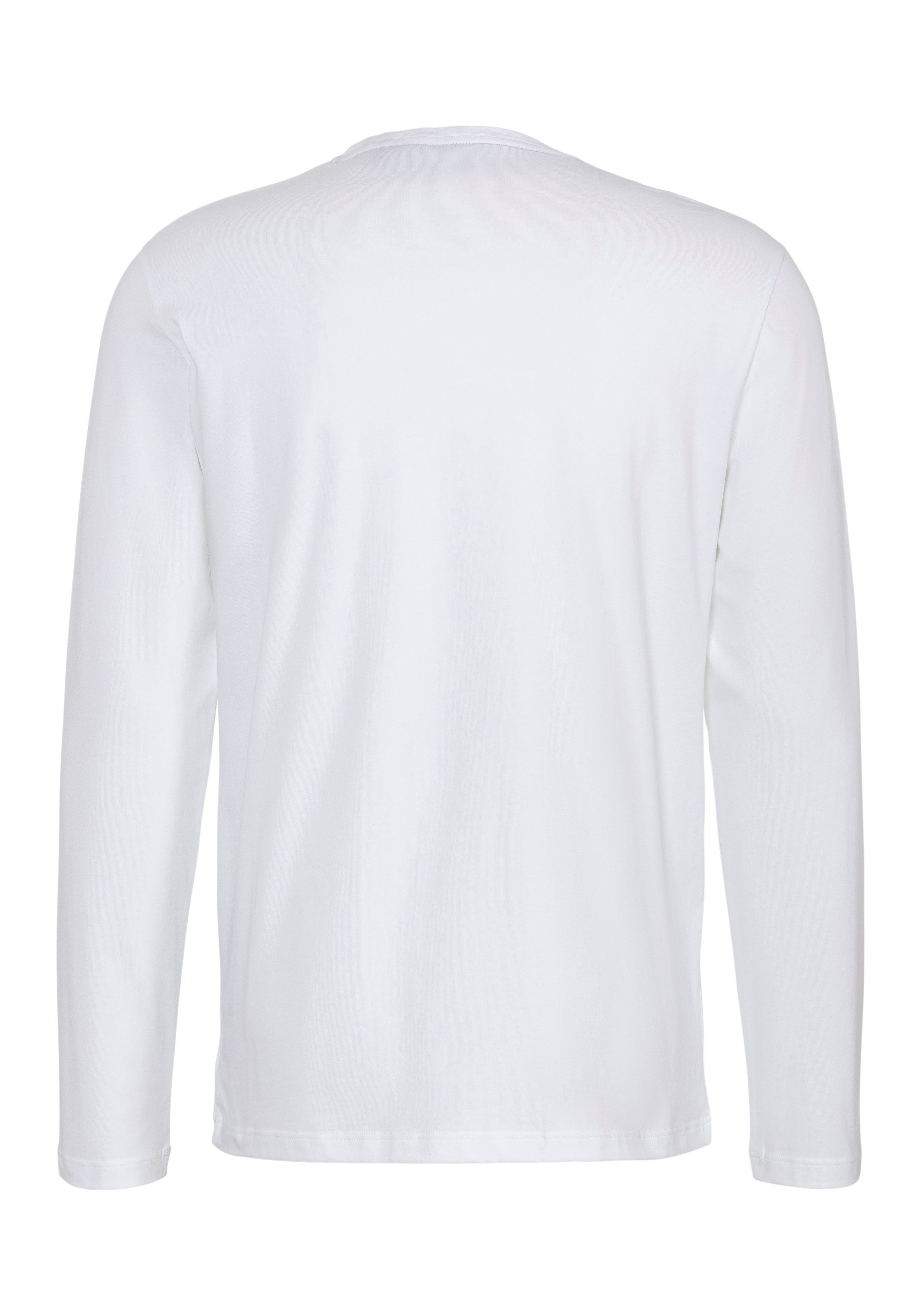 BOSS Langarmshirt LS-Shirt R White Stickerei Brust auf 100 BOSS mit der Mix&Match