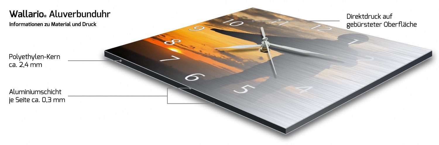 Wallario Wanduhr Schatten eines Helden (Aluverbunduhr)