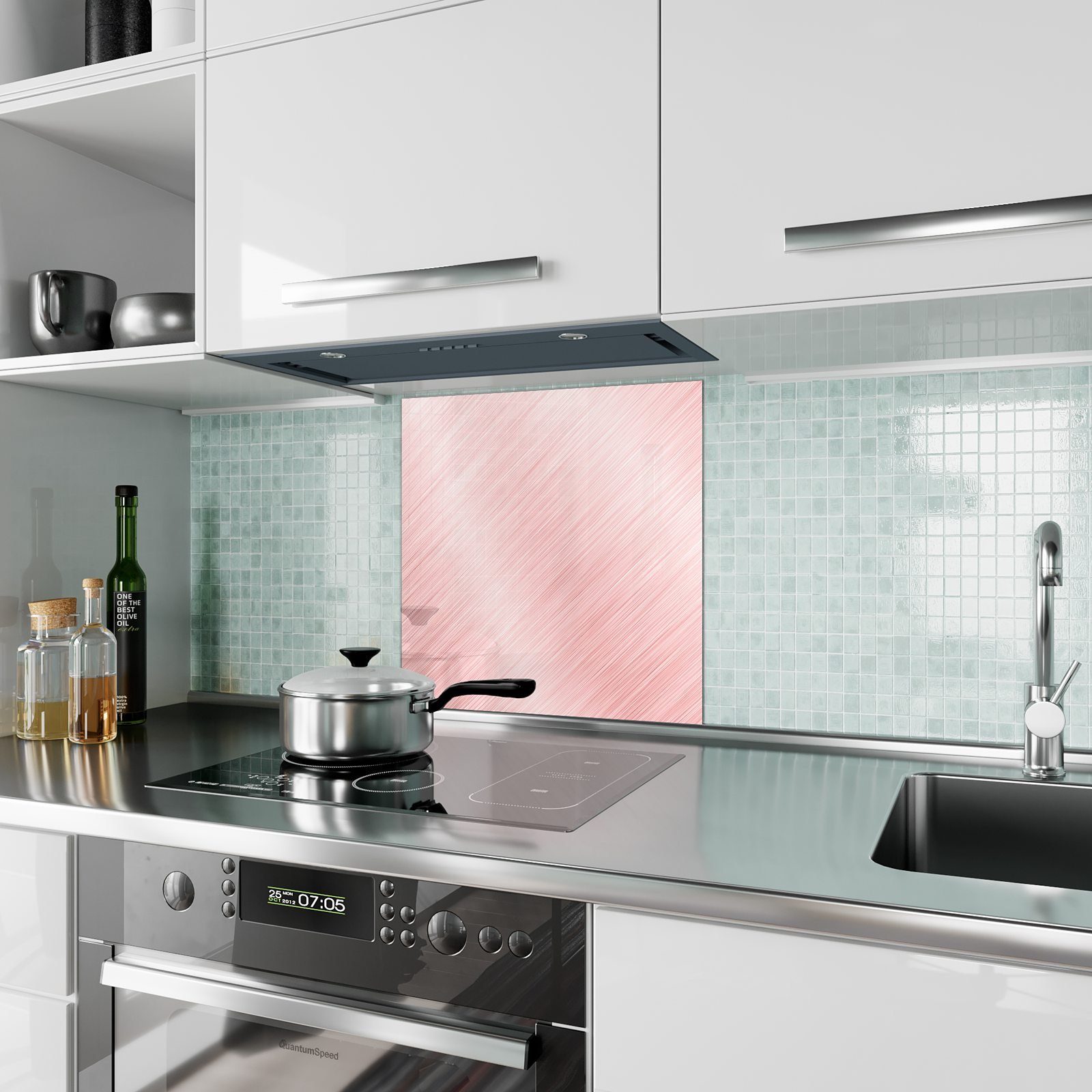 Rosa Primedeco Küchenrückwand mit Spritzschutz Küchenrückwand Hintergrund Glas Motiv