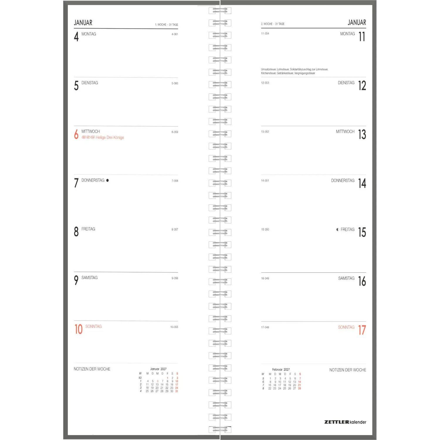 Tischkalender Vormerkbuch 1W/1S 2027