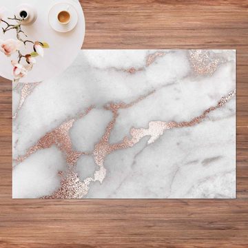 Teppich Vinyl Wohnzimmer Flur Küche Steinoptik Abstrakt Marmor, Bilderdepot24, rechteckig - grau glatt, nass wischbar (Küche, Tierhaare) - Saugroboter & Bodenheizung geeignet