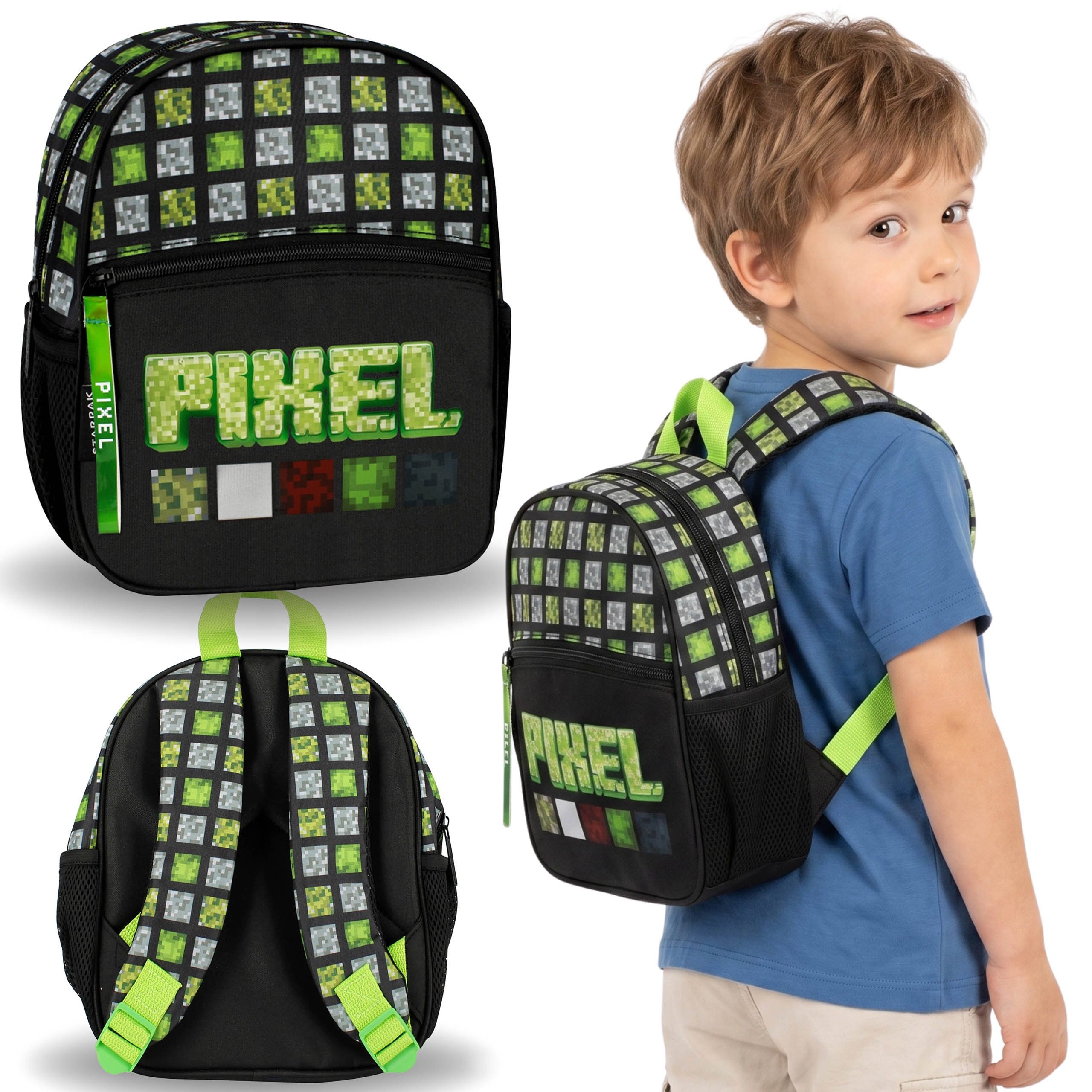 Sarcia.eu Vorschulranzen Pixel Game Rucksack für Jungen, Kindergarten, Ausflüge, 26 x 23 x 9 cm
