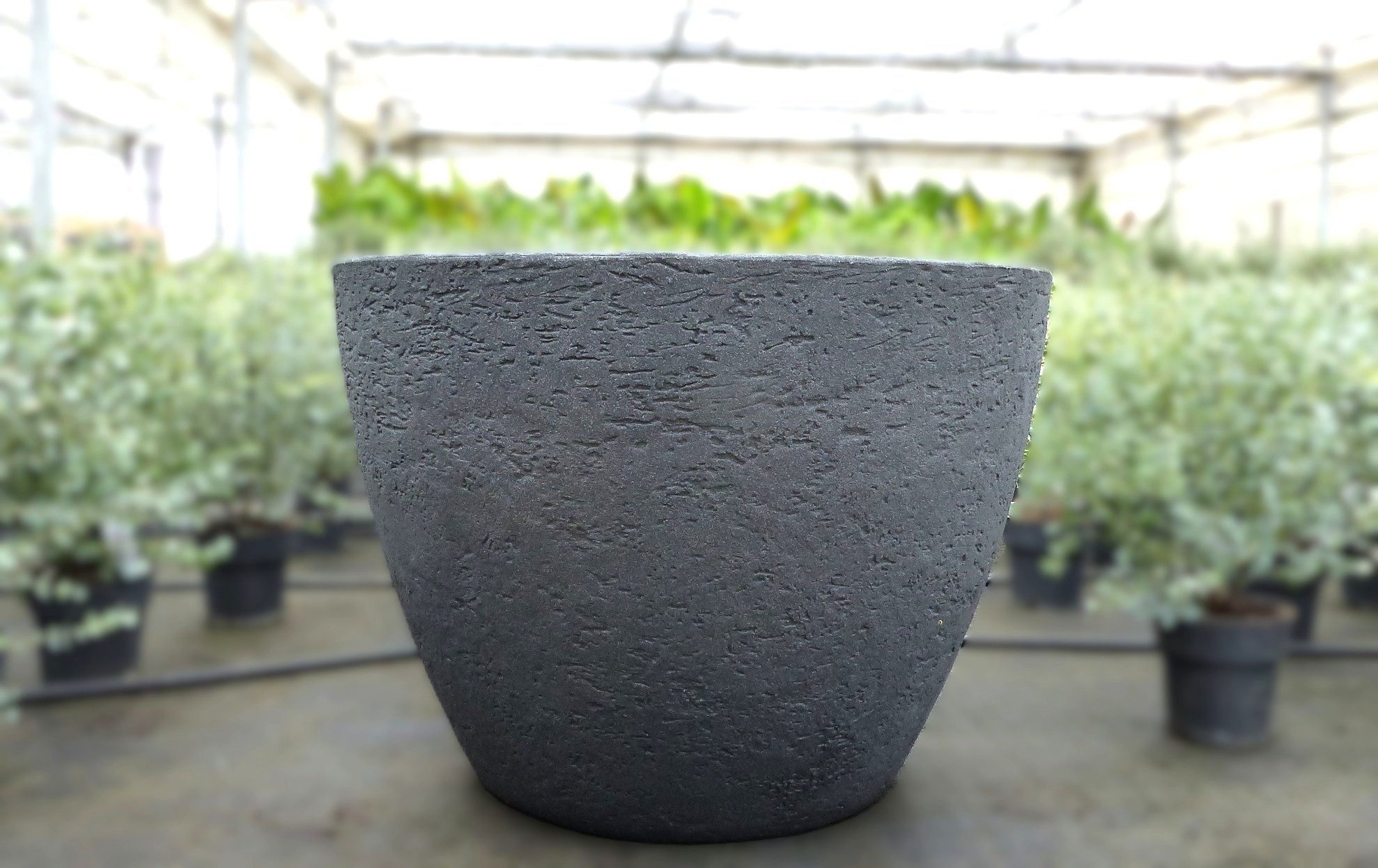 gruenwaren jakubik Übertopf Pflanzkübel Betonoptik, rund Ø 80 cm anthrazit, Pflanztopf Blumentopf