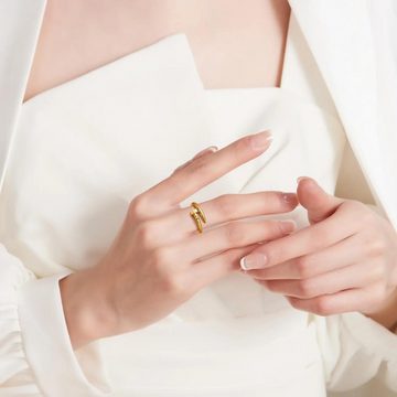 SOTOR Goldring Titanium Steel Stainless Steel Couple Fashion Ring (Stainless Steel Gold Rings Gold Plated Nail Rings), Ein Stück mit einer schönen Geschenkbox