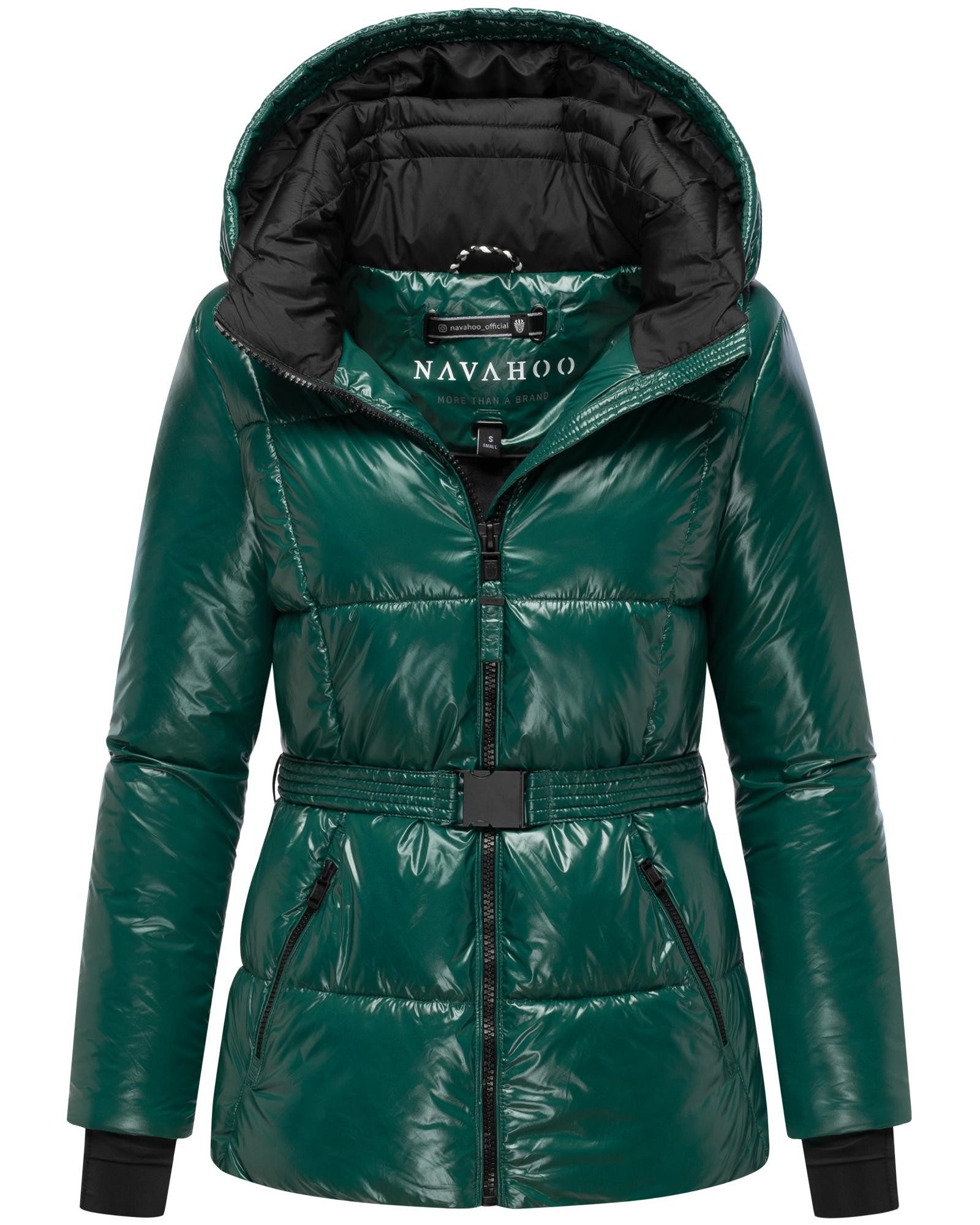 Navahoo Steppjacke Eisglanz 14 Glänzende Damen Winterjacke mit Taillengürtel
