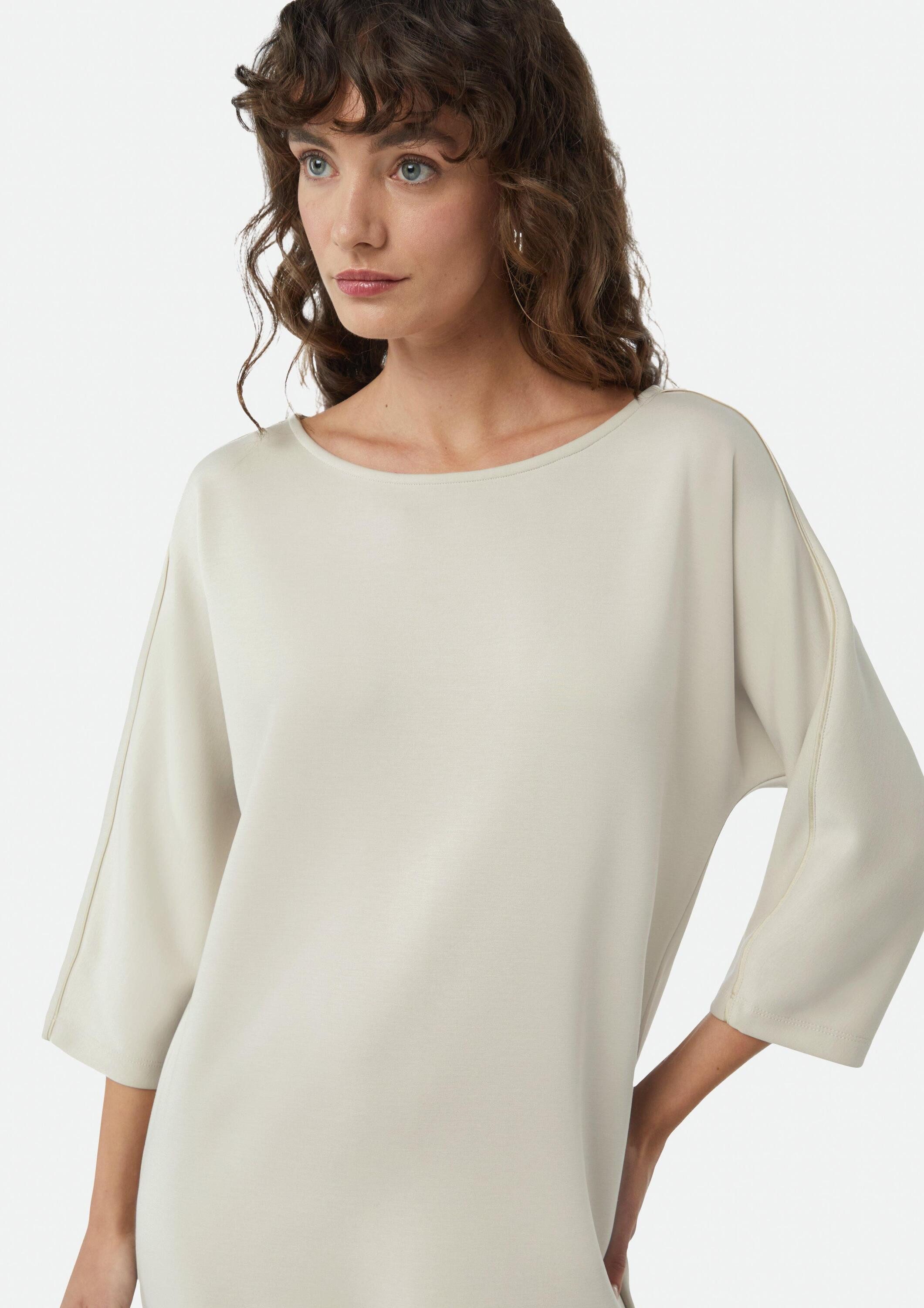 comma Minikleid Kleid Softes Sweat-Kleid mit U-Boot-Ausschnitt und Fledermausärmeln