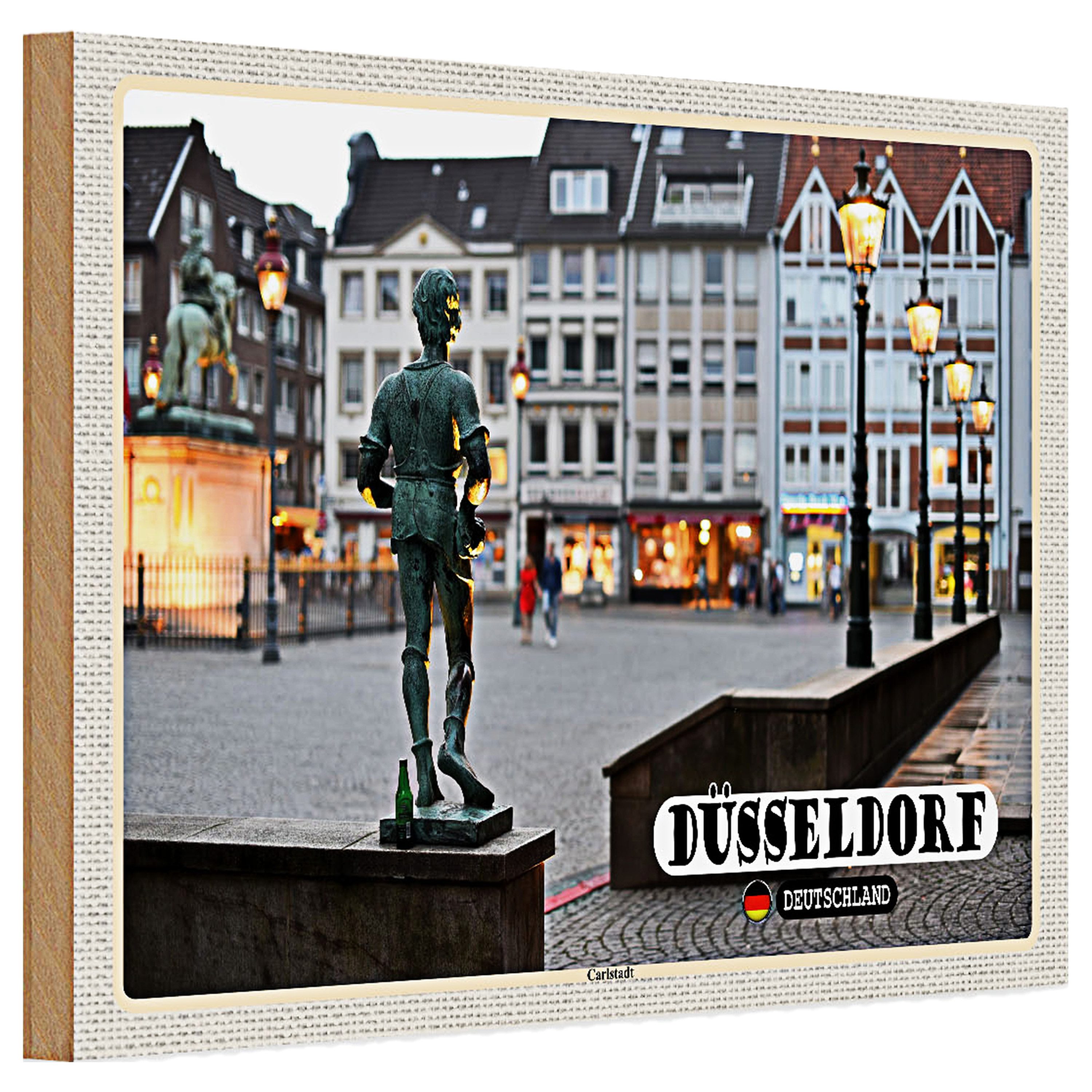 Roomando Holzbild Holzschild Düsseldorf Jan Wellem Denkmal Gießerjunge 30x20cm