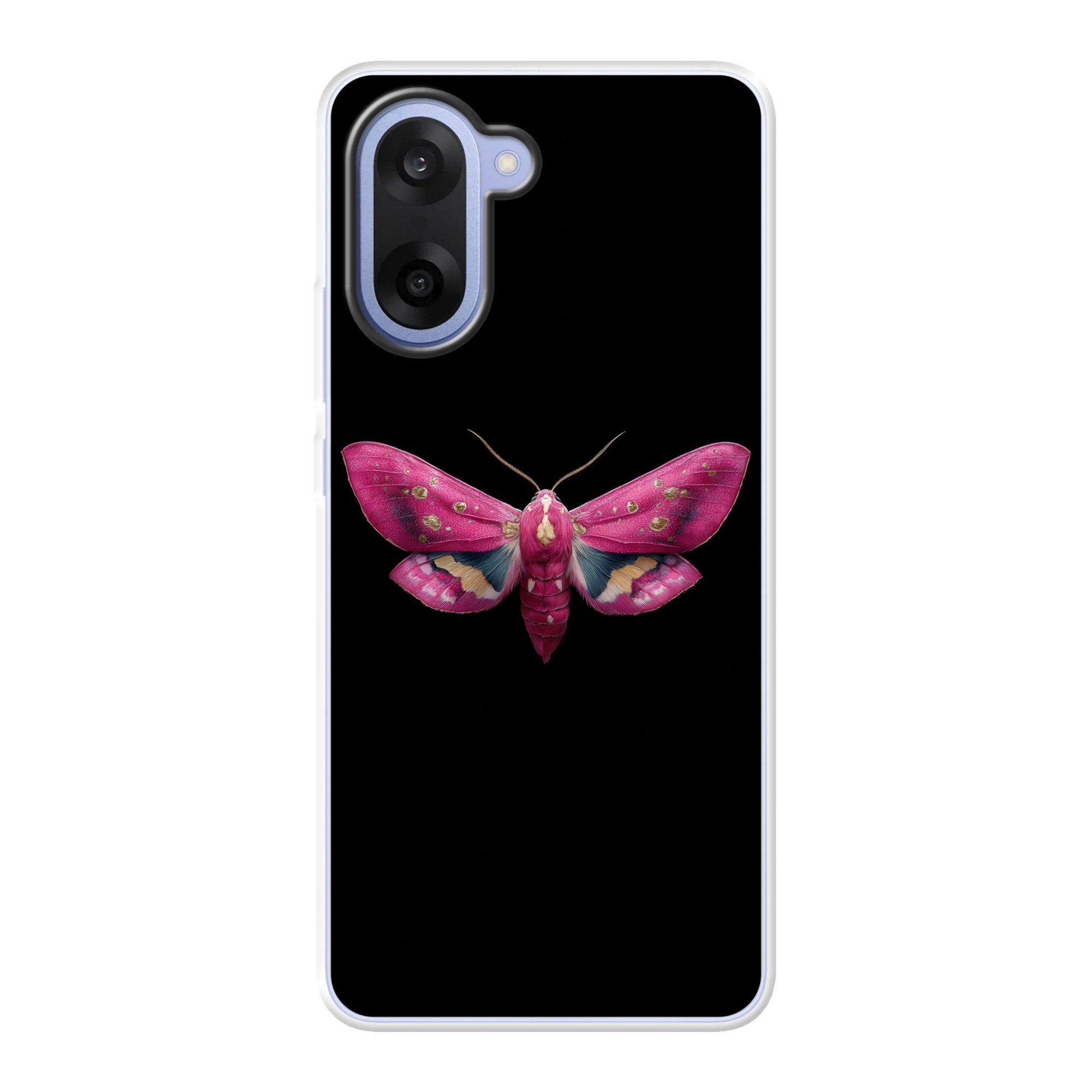 MuchoWow Handyhülle für OnePlus Nord CE5 Schmetterling - Rosa - Motte, Phone Case, Silikon, Schutzhülle Dünn