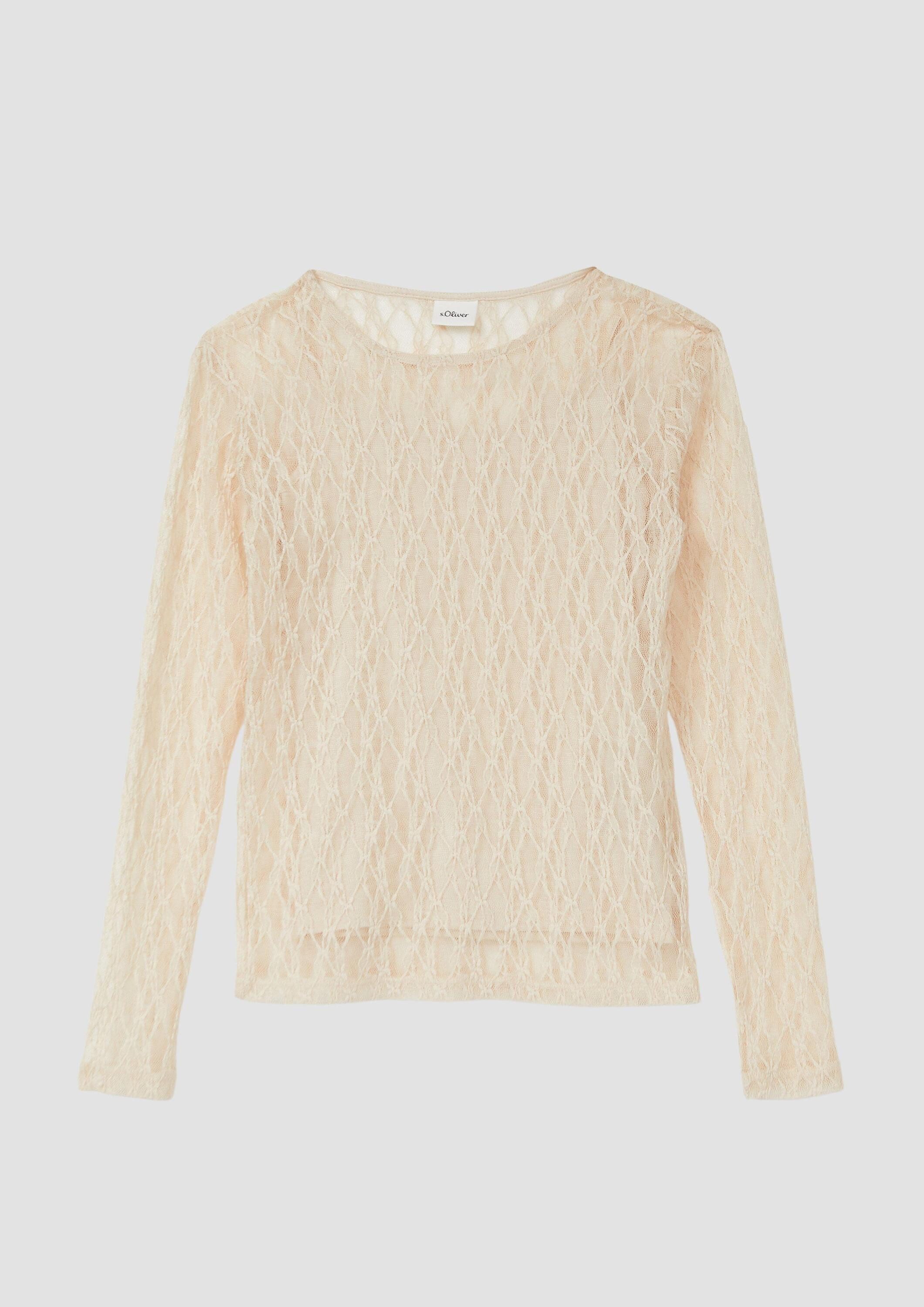 s.Oliver Langarmshirt T-Shirt Elastisches 2-in-1-Shirt aus Spitze