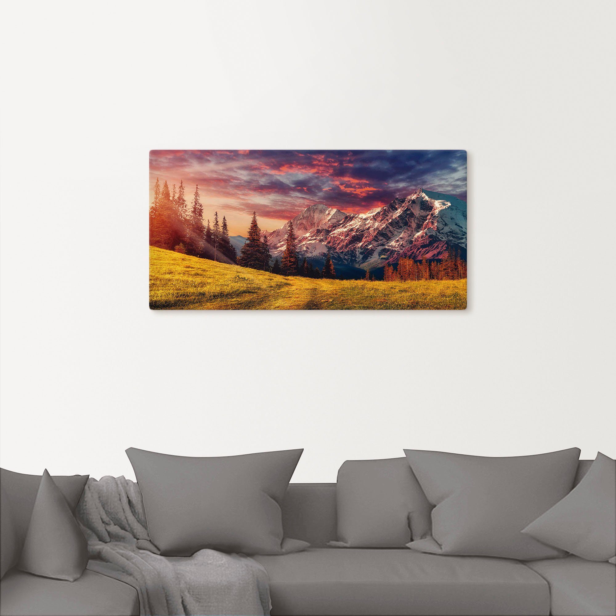Artland Leinwandbild Alpines Hochland, Berge & Alpenbilder (1 St), auf Holzrahmen gespannt