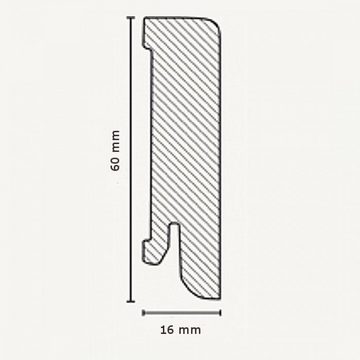 Südbrock Sockelleiste Echtholzfurnier, 16 x 60 x 2500 mm, weiß, Furnierte Fußleiste