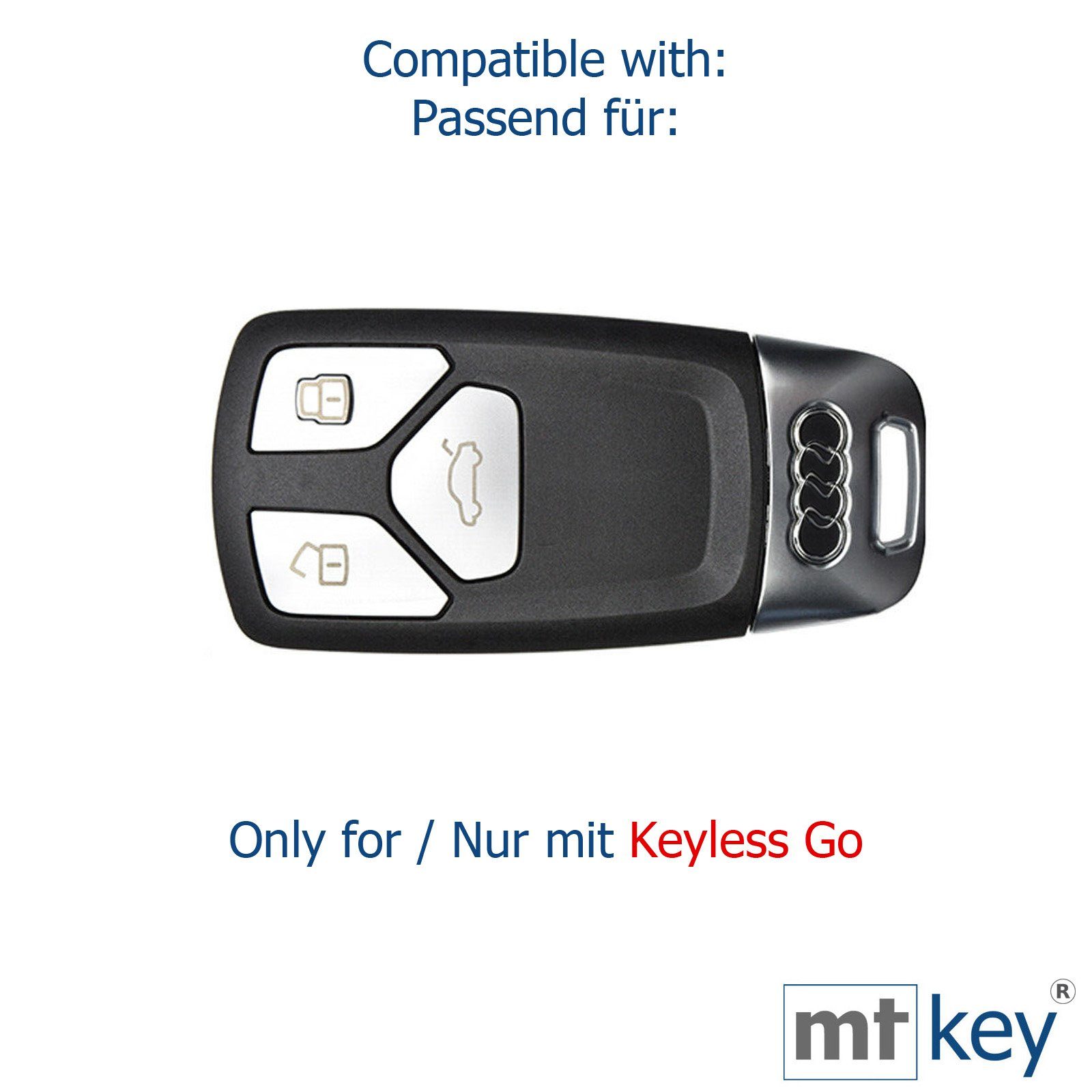 Q8 KEYLESS A5 TT A4 Design mt-key Schutzhülle Schlüsselband, Tasten Audi A6 + Lila Q5 im Q2 Schlüsseltasche für A7 SMARTKEY A8 Silikon Wabe Q7 3 Autoschlüssel