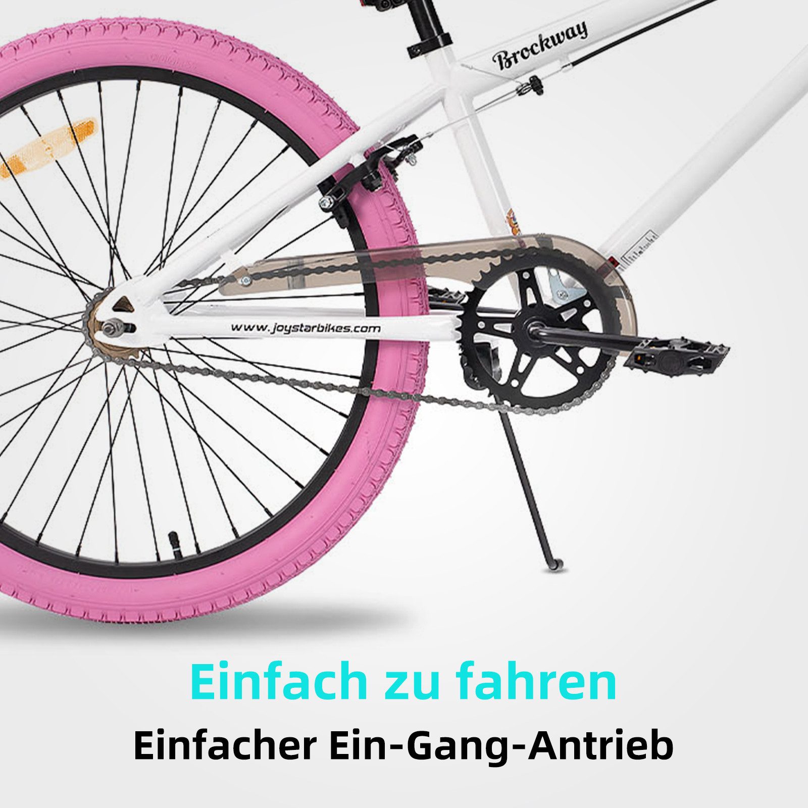JOYSTAR Kinderfahrrad 20 Zoll BMX Fahrrad für Jungen Mädchen im Alter von 7-12 Jahren, Freestyle, Doppelbremsen, 2 pegs, Kettenschutz, Singlespeed