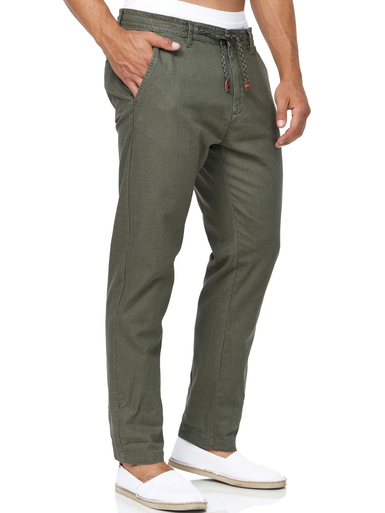 Indicode Leinenhose Herren Veneto Sommerhose Leinen Herrenhose leichte Sommerhose mit Kordelzug