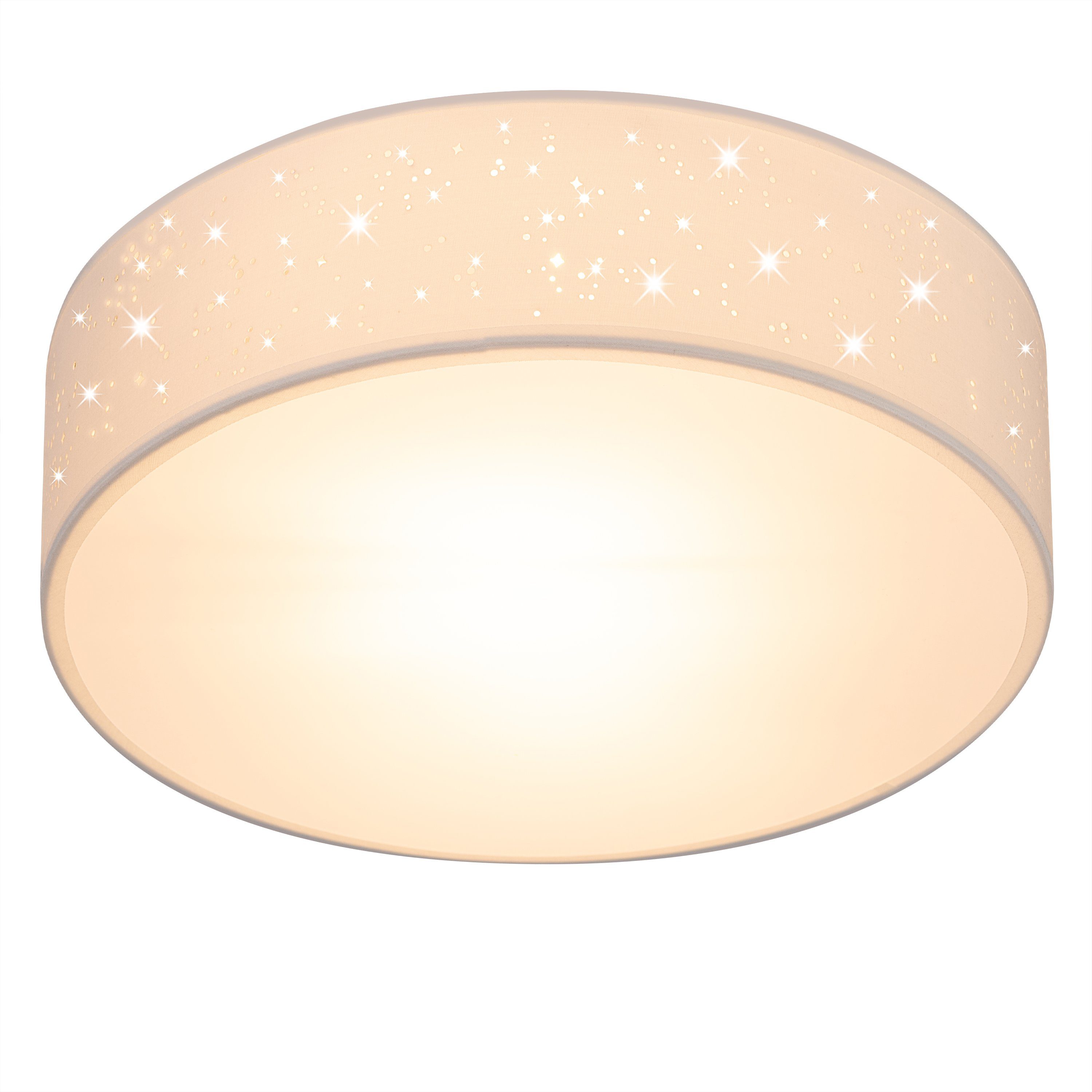 monzana Deckenleuchte, Deckenlampe, Leuchtmittel nicht inklusive, Sternenhimmel Rund Stoffschirm 30 cm 1-Flammig E27 Modern Weiß