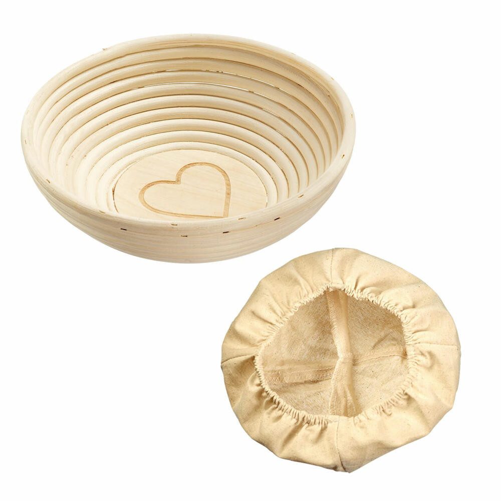 WESTMARK Brotbackform Gärkörbchen-Set, 2tlg., Gärkörbchen rund + Bezug, Mit Herz