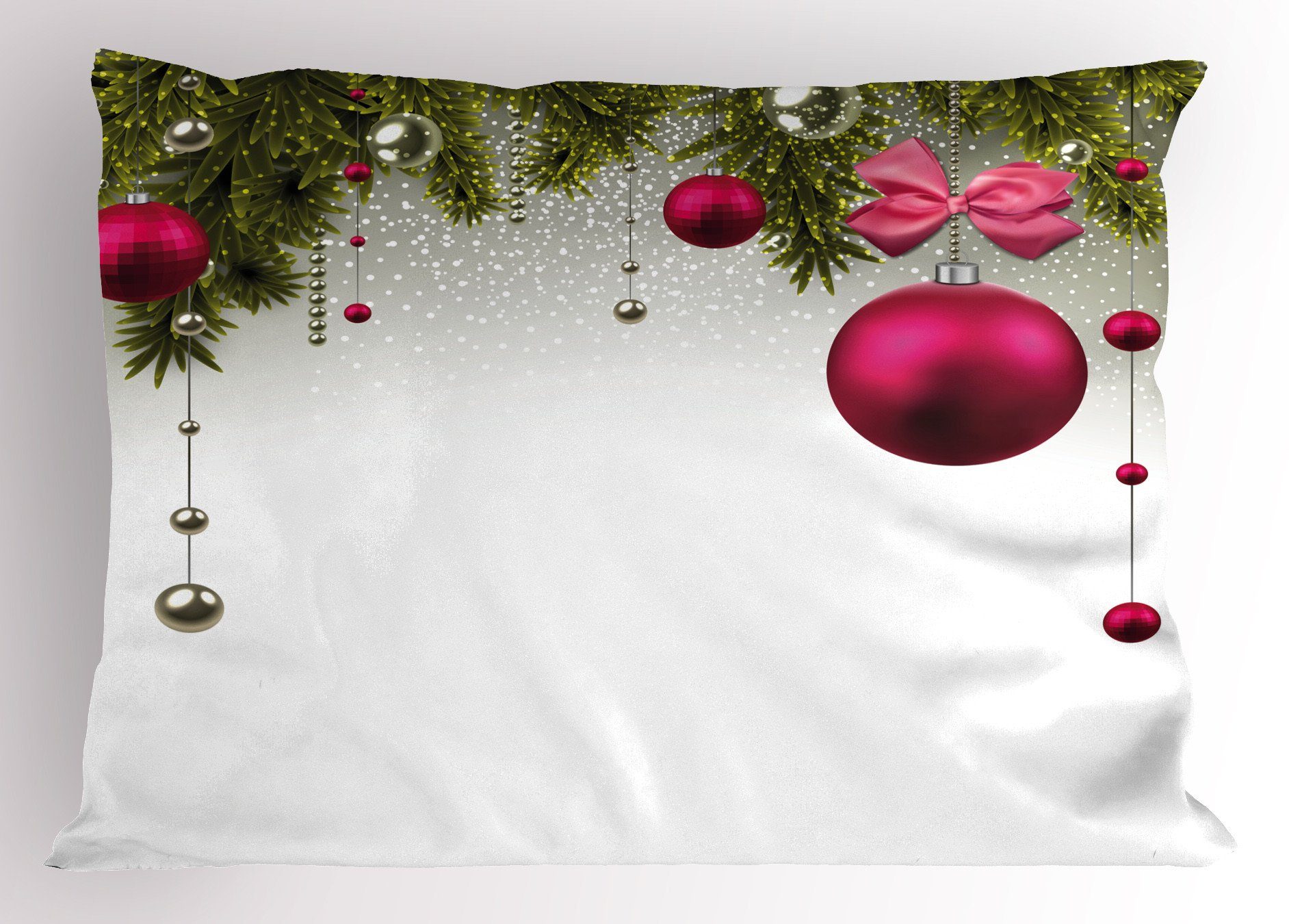 Kissenbezüge Dekorativer Standard King Size Gedruckter Kissenbezug, Abakuhaus (1 Stück), Weihnachten Vivid Tannenzweigen Balls