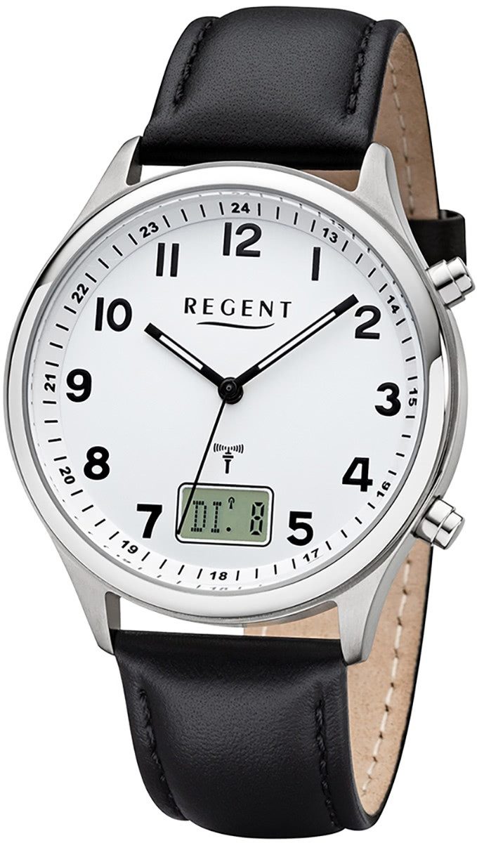 Regent Funkuhr Regent Herren Uhr BA-446 Leder Funkwerk, (Funkuhr), Herren F günstig online kaufen