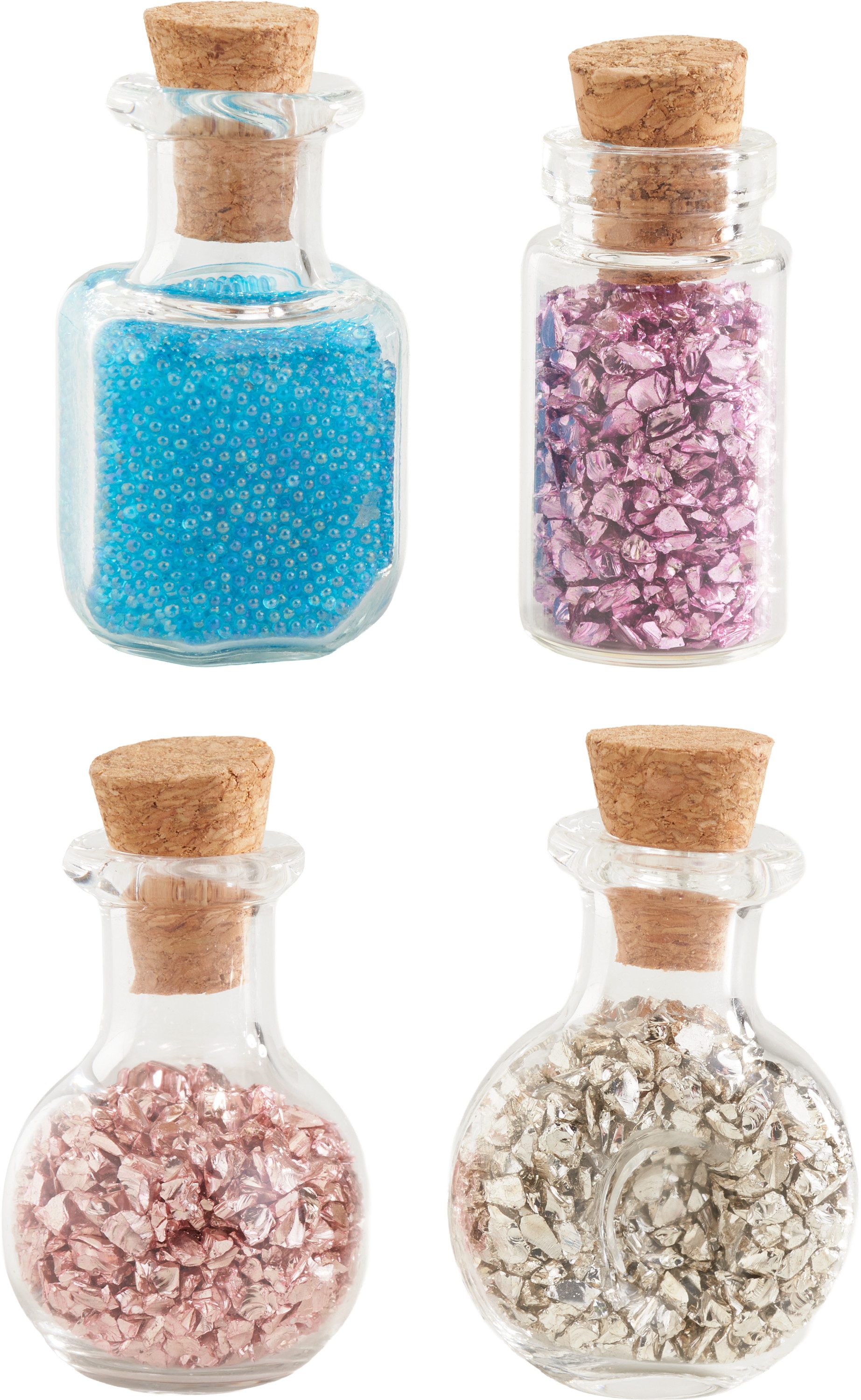 HobbyFun Dekofigur Miniatur Gläser mit Zauberstaub, 4 Teile