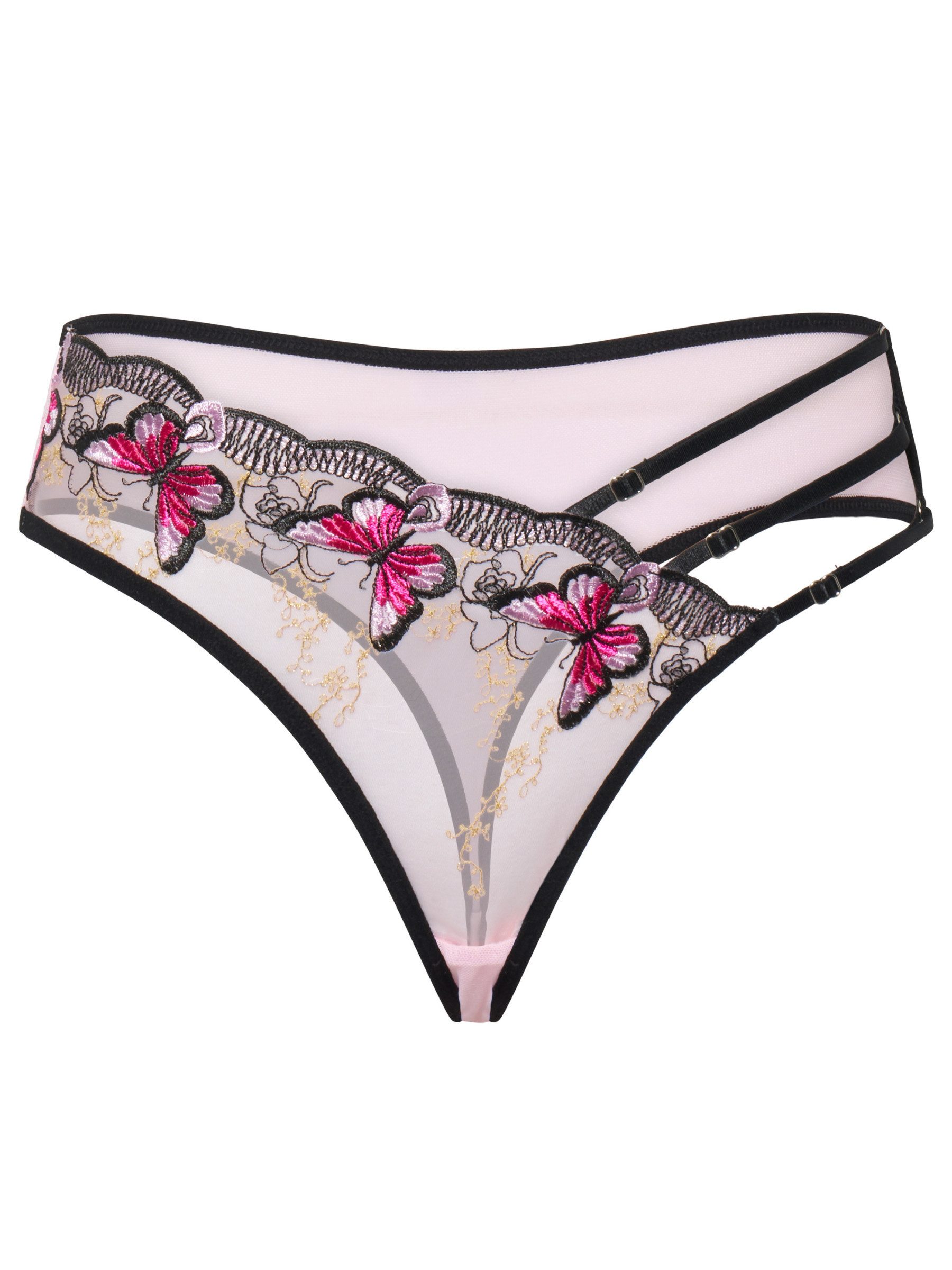 Elegant Love Tangaslip Sexy Unterwäsche aus Stickereispitze, Dessous für Damen (Spitzen-String) Höschen-Lingerie: Elegante Unterhosen mit Schmetterling Muster