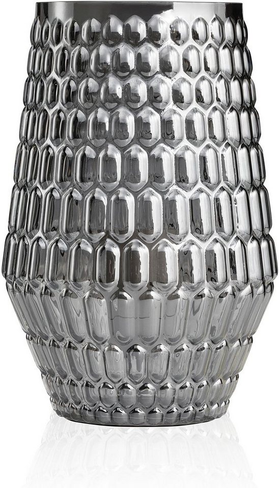 Pauleen LED Tischleuchte Crystal Sparkle, Leuchtmittel wechselbar, Warmweiß,  E14, 3step dimmbar, Grau/Glas