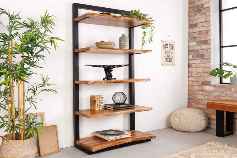 riess-ambiente Bücherregal MAMMUT 180cm natur / schwarz, 1-tlg., Wohnzimmer · Massivholz · Raumteiler · Baumkante