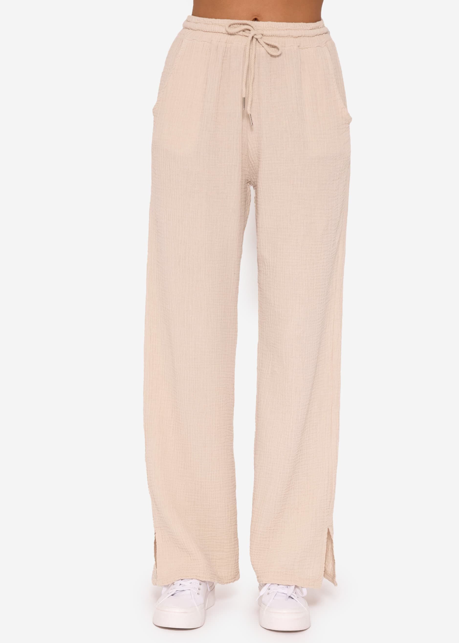 SASSYCLASSY Stoffhose Leichte Musselin Sommer Hose günstig online kaufen