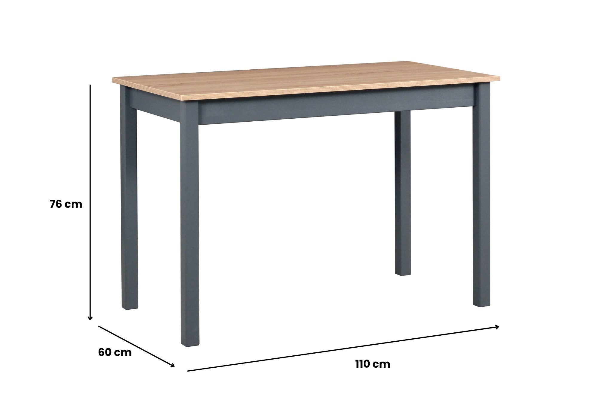 MOEBLO Esstisch MEX 2 (Stilvoller Multifunktionaler Tisch mit Schlankem Design und Robuster Bauweise, Perfekt für Küche, Esszimmer und Arbeitsbereiche), - (BxHxT): 110x76x60 cm