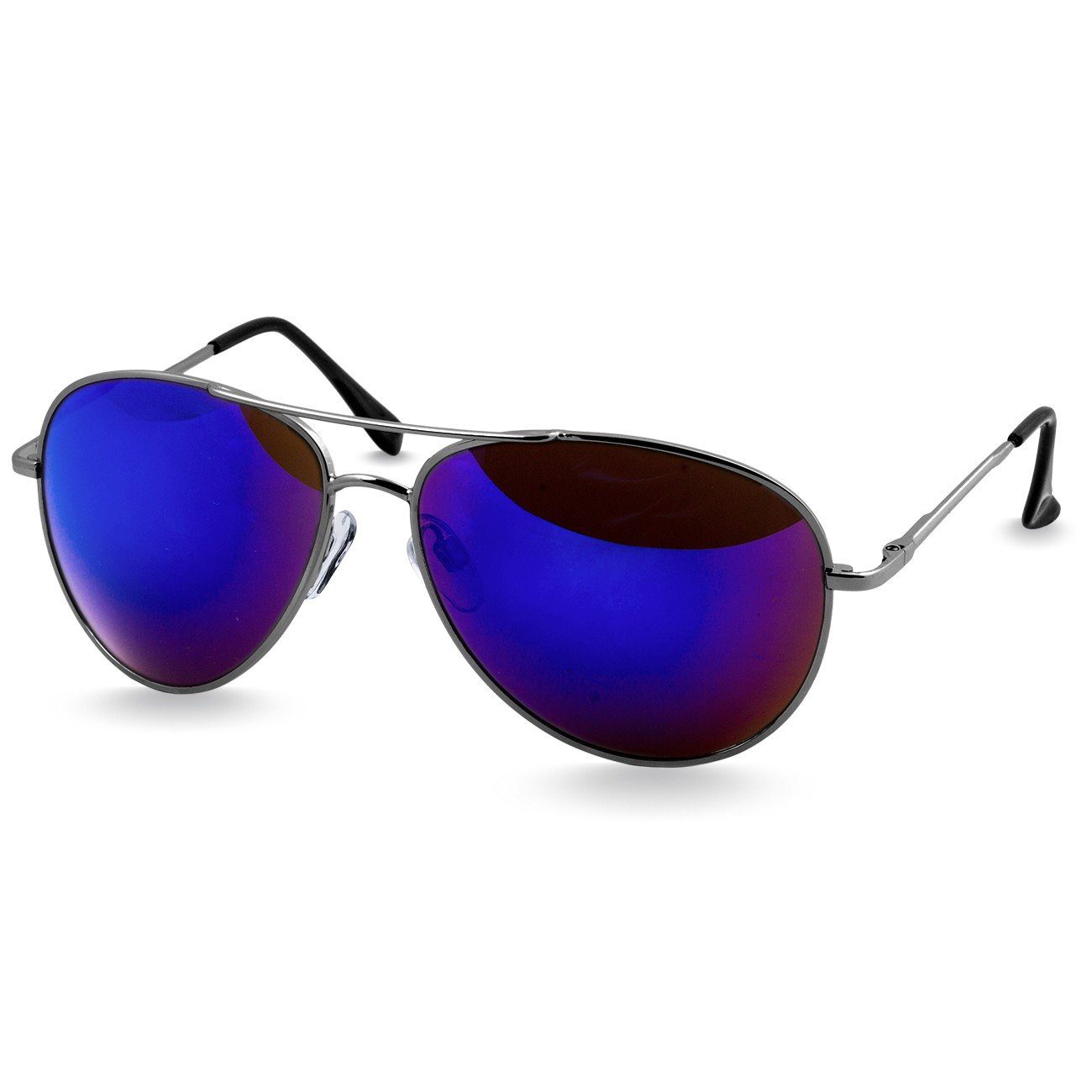 Caspar Sonnenbrille SG013 klassische Unisex Retro Pilotenbrille silber / blau verspiegelt
