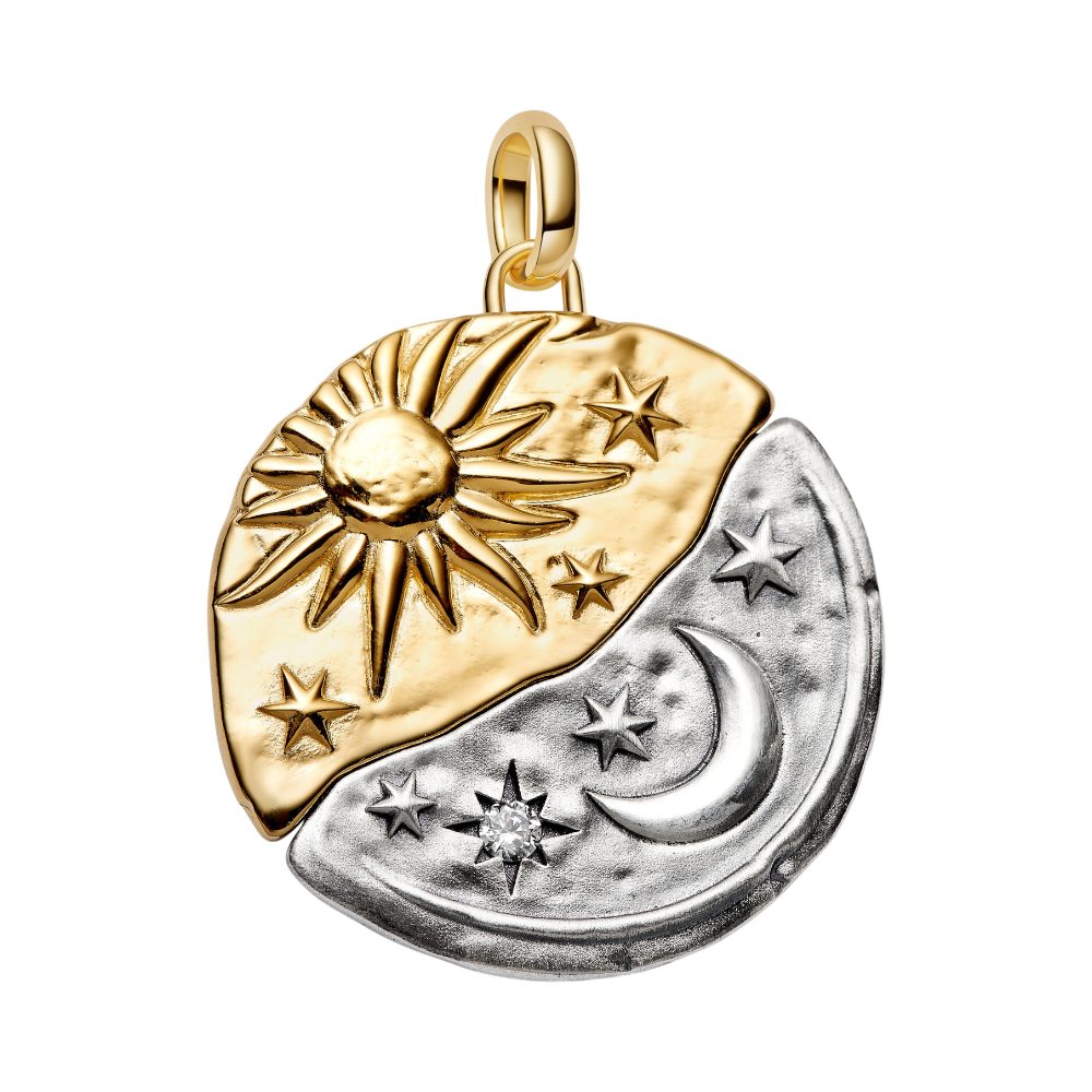 Pandora Charm Medaillon 764806C01, Vergoldet, Bicolor, Sonne, Mond