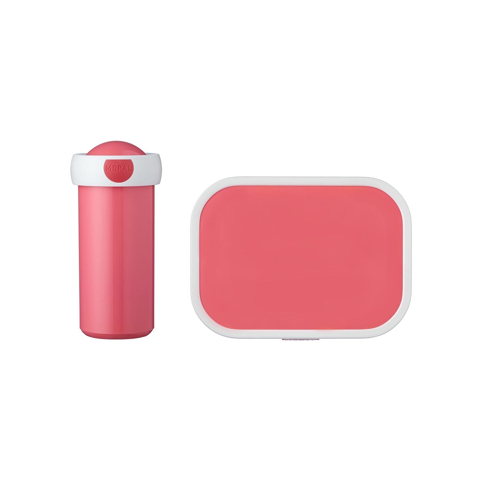 Mepal Lunchbox Campus Brotdose + Verschlussbecher 300 ml + 700 ml, Acrylnitril-Butadien-Styrol (ABS), (2-tlg), Spülmaschinengeeignet pink