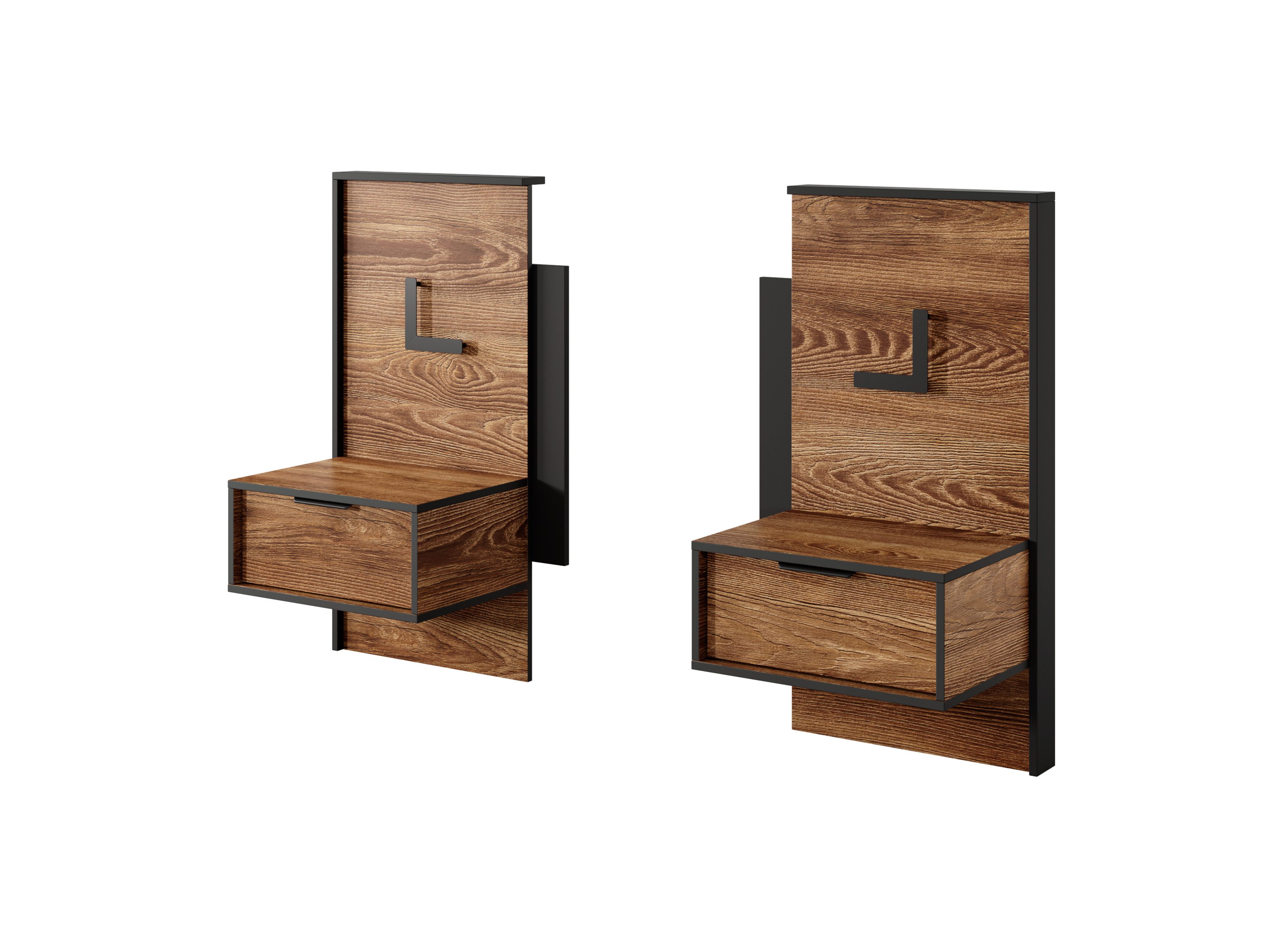 Masseno Nachttisch MILANO 48,8 cm Nachtschrank mit 2 Schubladen Braun