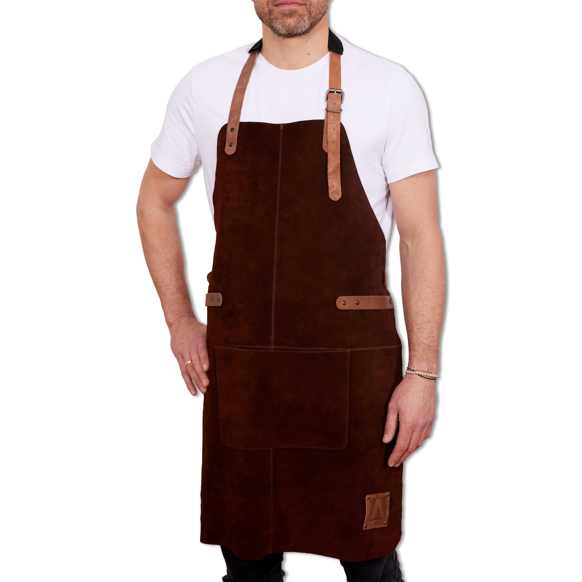 REDSALT® Grillschürze Premium Lederschürze braun, Profi Grillschürze 84x62 günstig online kaufen