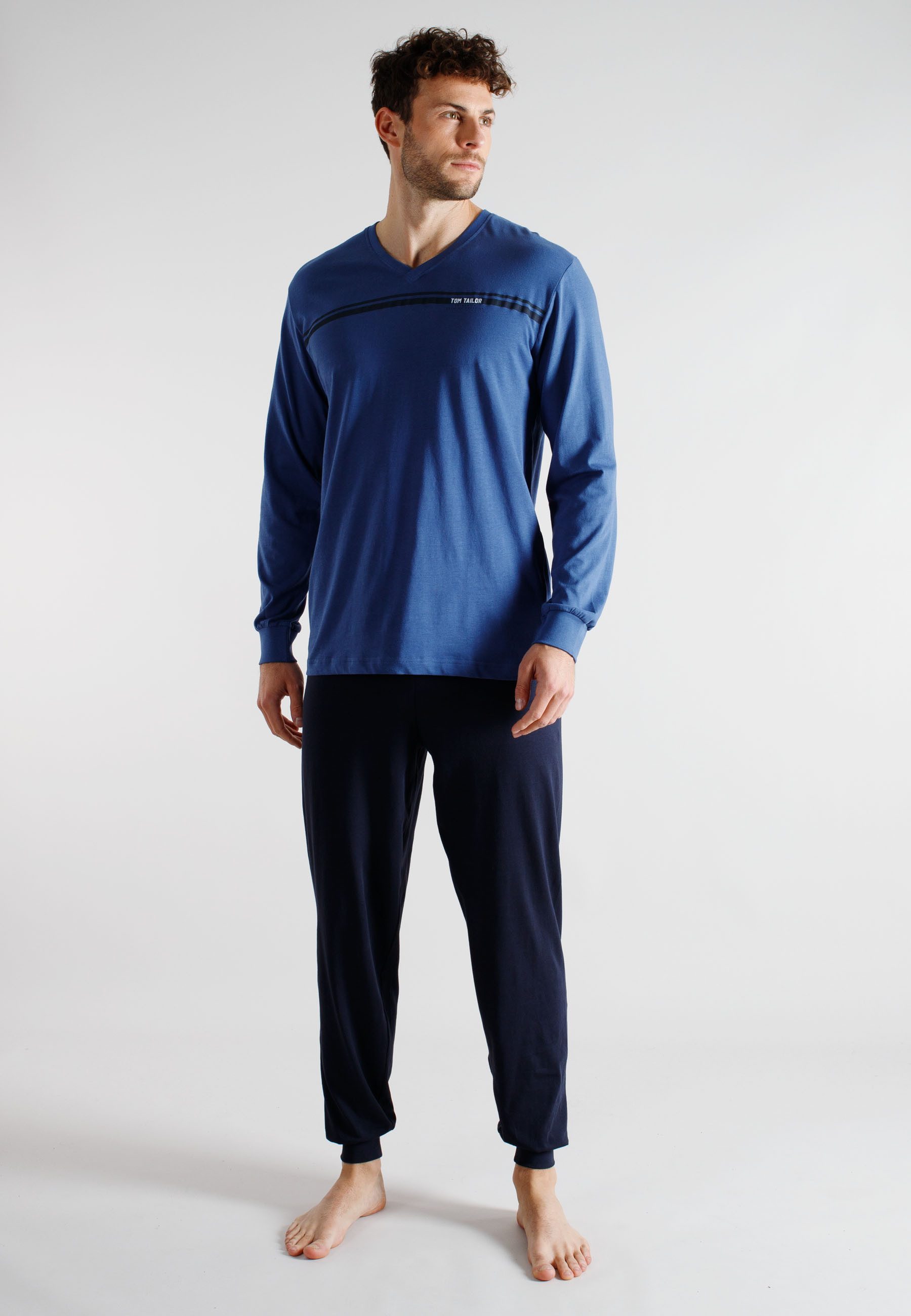 TOM TAILOR Pyjama TOM TAILOR Herren Pyjama blau uni (1 tlg) günstig online kaufen