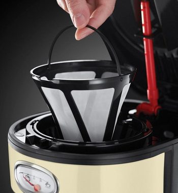 RUSSELL HOBBS Filterkaffeemaschine Retro Vintage Cream 21702-56, 1,25l Kaffeekanne, Papierfilter 1x4, mit Retro-Brühanzeige