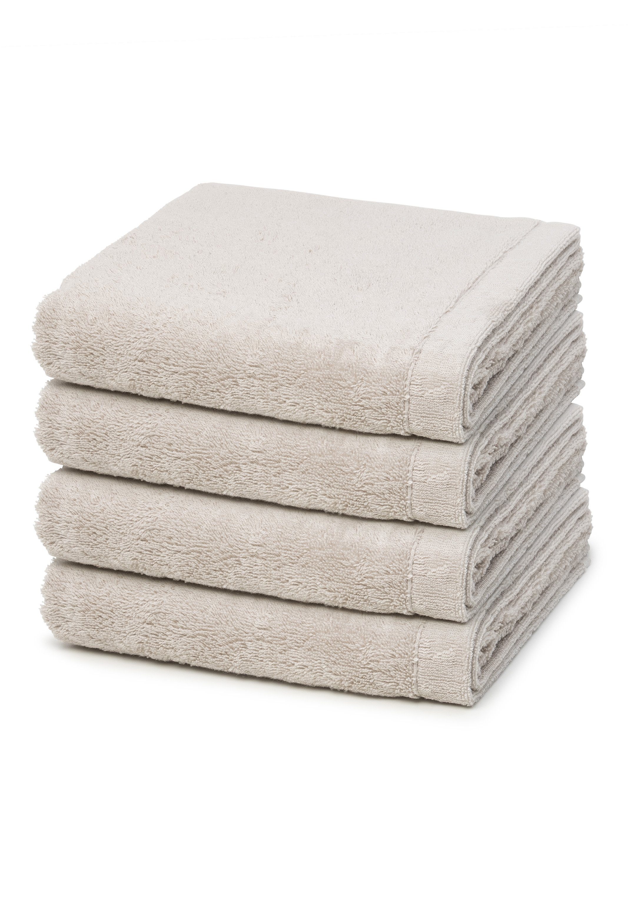 Cawö Handtuch Set Lifestyle, Walkfrottee, (Spar-Set, 4-tlg), 4 X Handtuch im Set - Baumwolle - Weich und extra flauschig Travertin