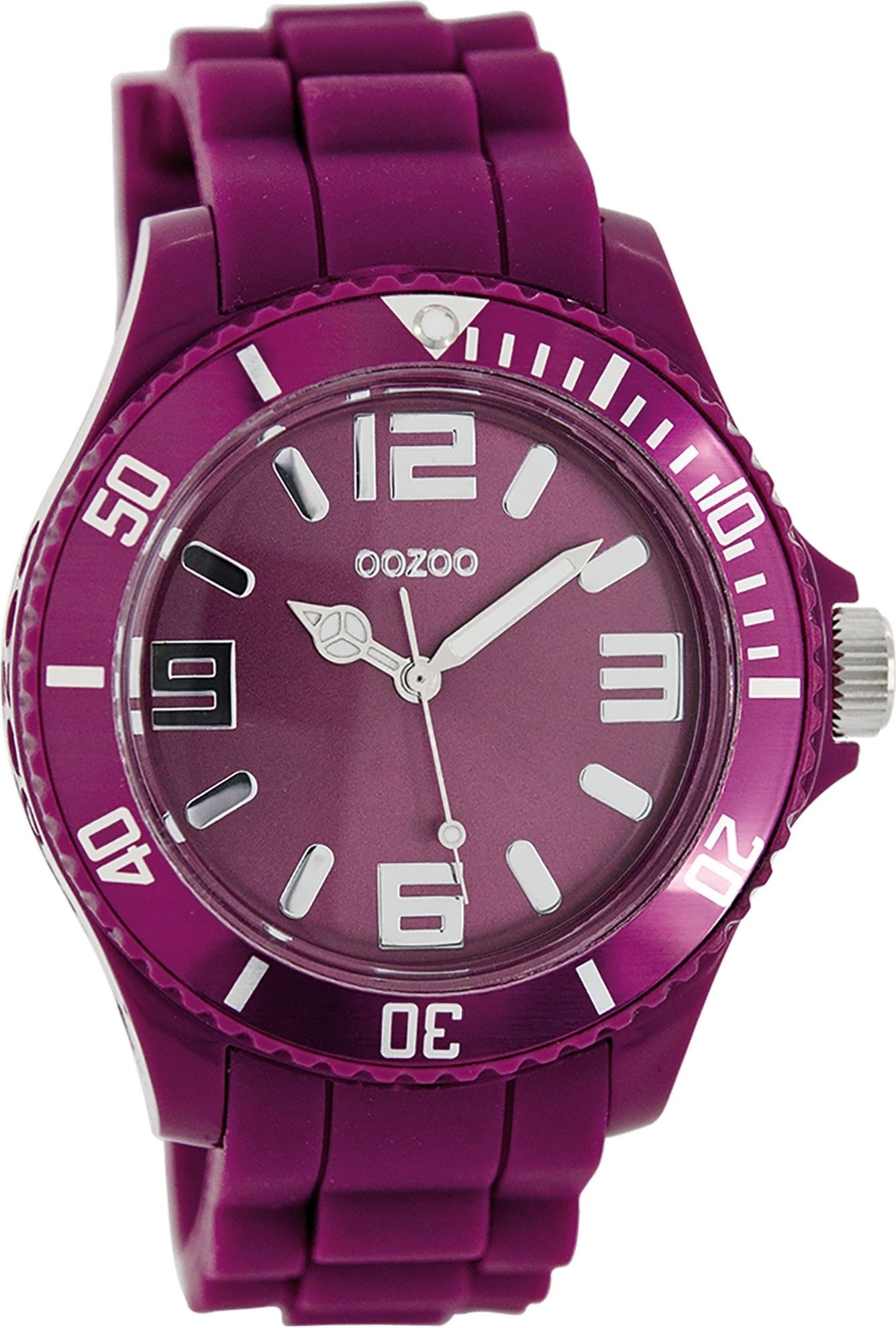 OOZOO Quarzuhr Oozoo Damen Armbanduhr lila Analog matt, (Analoguhr), Damenuhr rund, groß (ca. 43mm) Silikonarmband, Fashion-Style