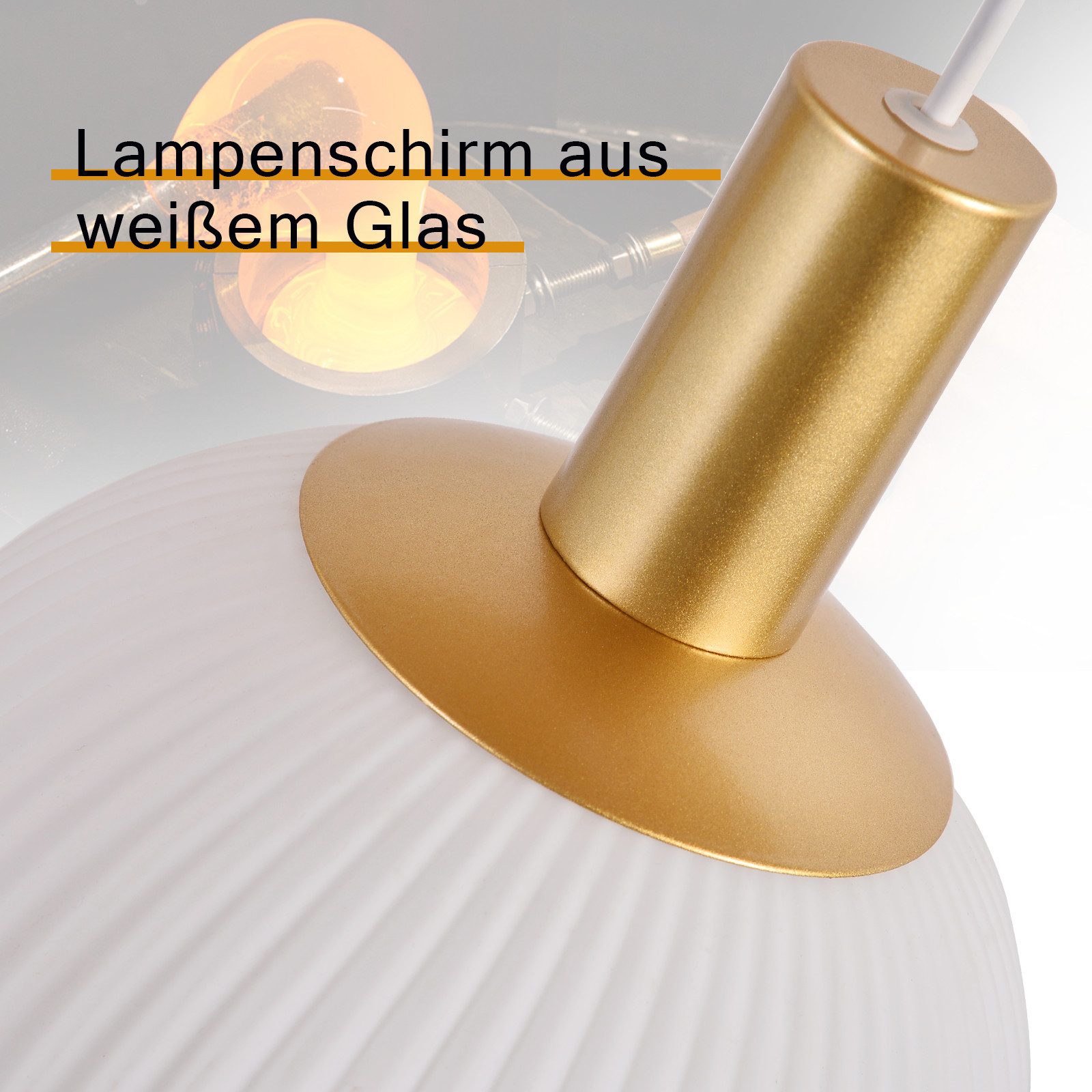 Nettlife Hängeleuchte Esstisch Glas E27 Gold 3/4 Flammig Höhenverstellbar Pendelleuchte, Höhenverstellbar, LED wechselbar, Hängend Glas Kronleuchter für Wohnzimmer Schlafzimmer Küche Esszimmer