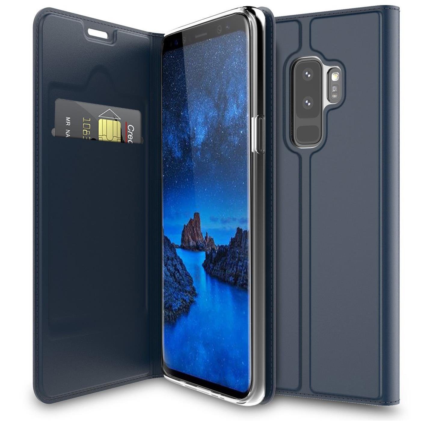 CoolGadget Handyhülle Magnet Case Handy Tasche für Samsung Galaxy S9 Plus 6,2 Zoll, Hülle Klapphülle Ultra Slim Flip Cover für Samsung S9+ Schutzhülle