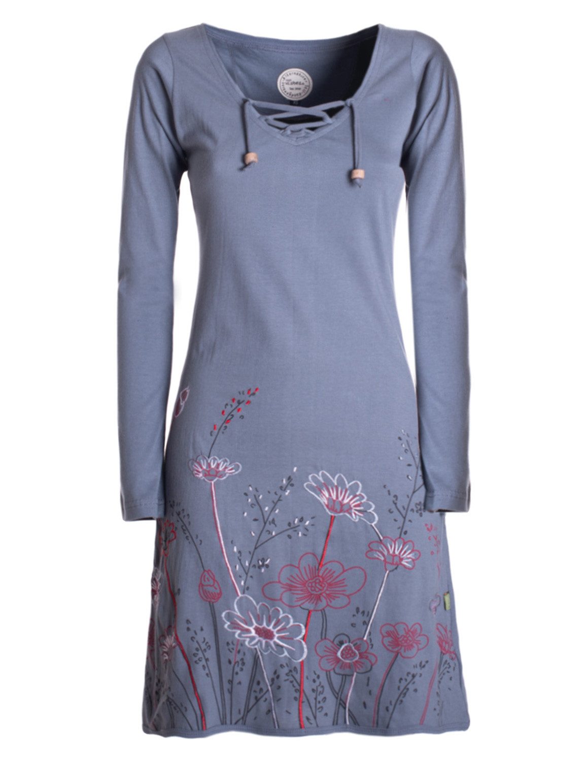 Vishes Tunikakleid Damen Langarm-Shirtkleid Tunika-Kleid Baumwollkleid günstig online kaufen