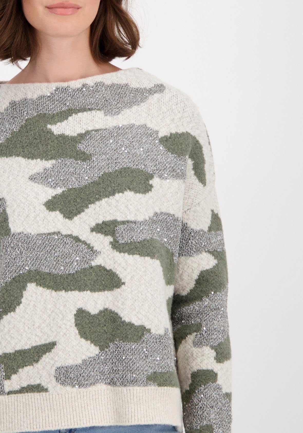 Pullover Strickpullover Monari Camouflage in blau Muster Camouflage