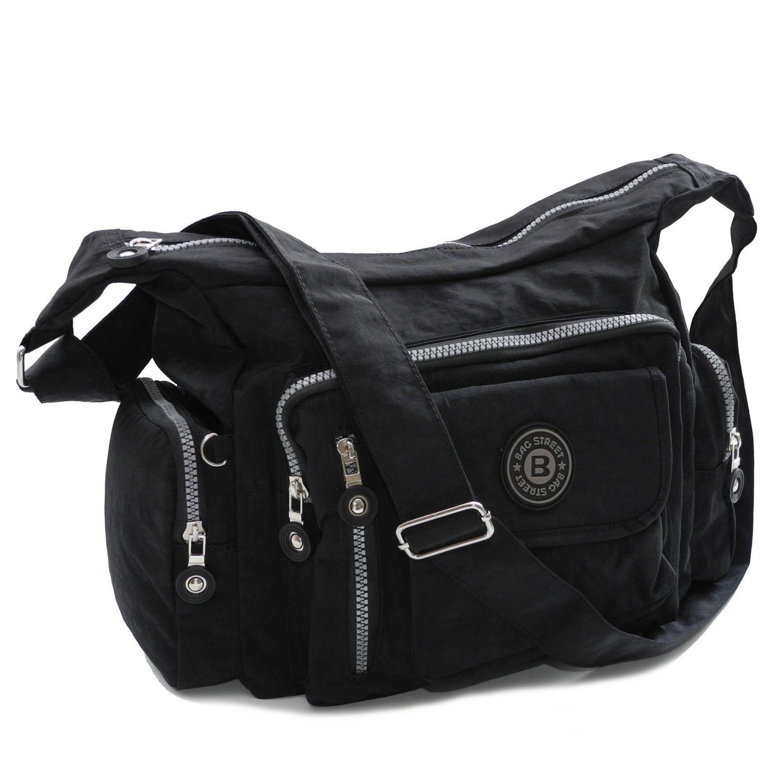 BAG STREET Umhängetasche Bag Street - Crossbody Bag Stofftasche Umhängetasche Schultertasche Schwarz