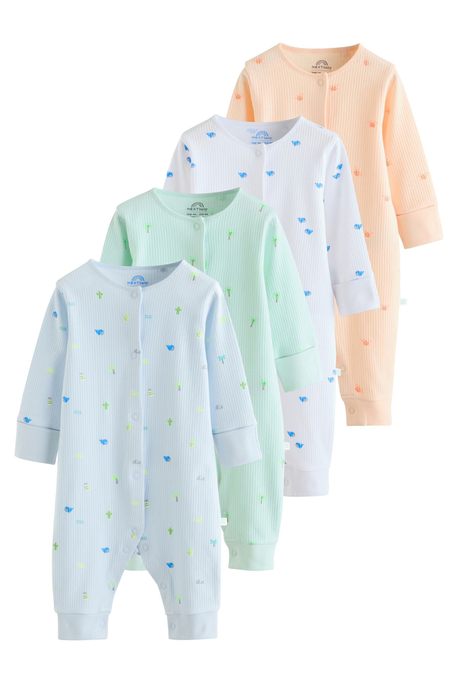 Next Schlafoverall Fußlose Babyschlafanzüge, 4er-Pack (4-tlg)