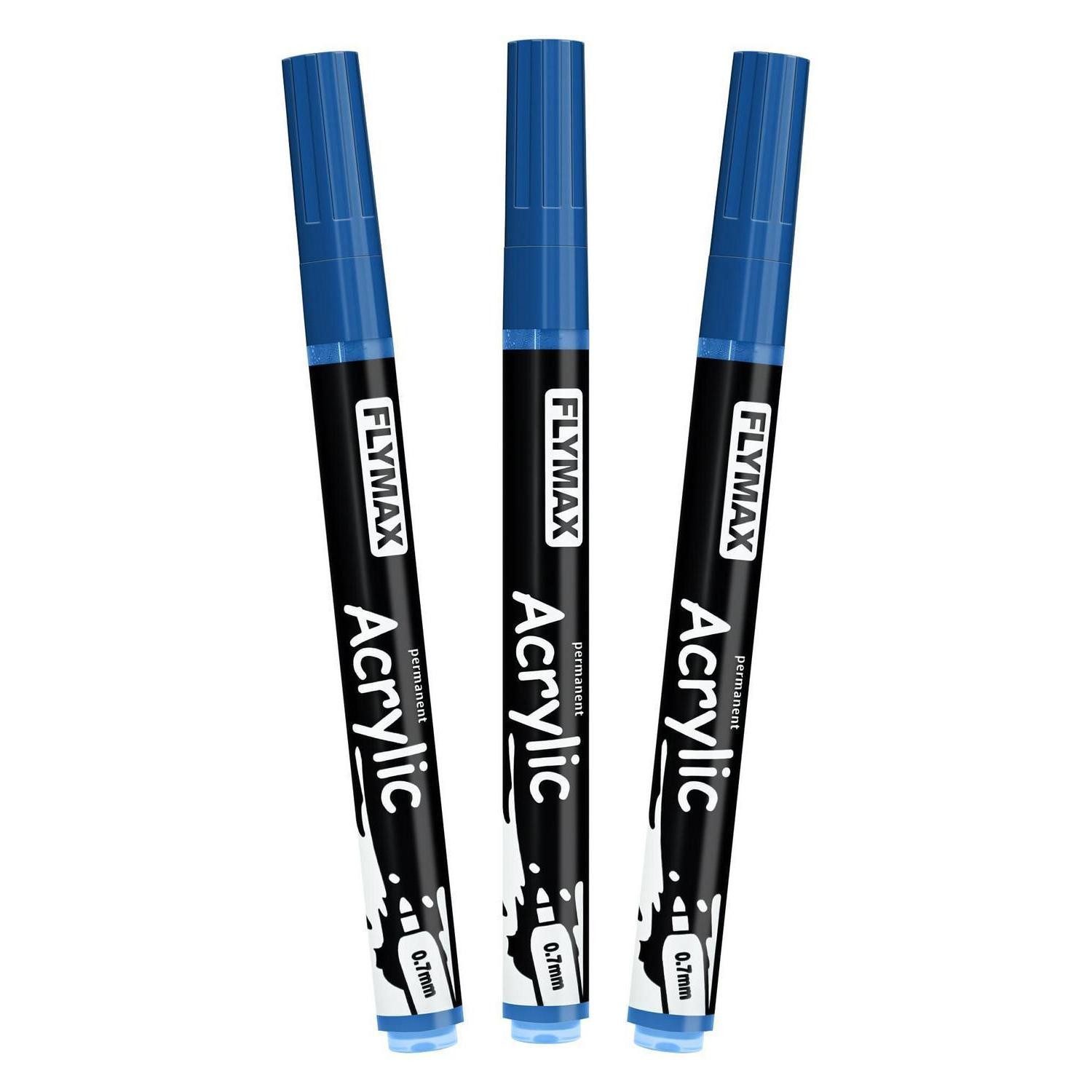 LuxusKollektion Permanentmarker Marker Stifte Blau 0,7mm Fein (3er Pack)