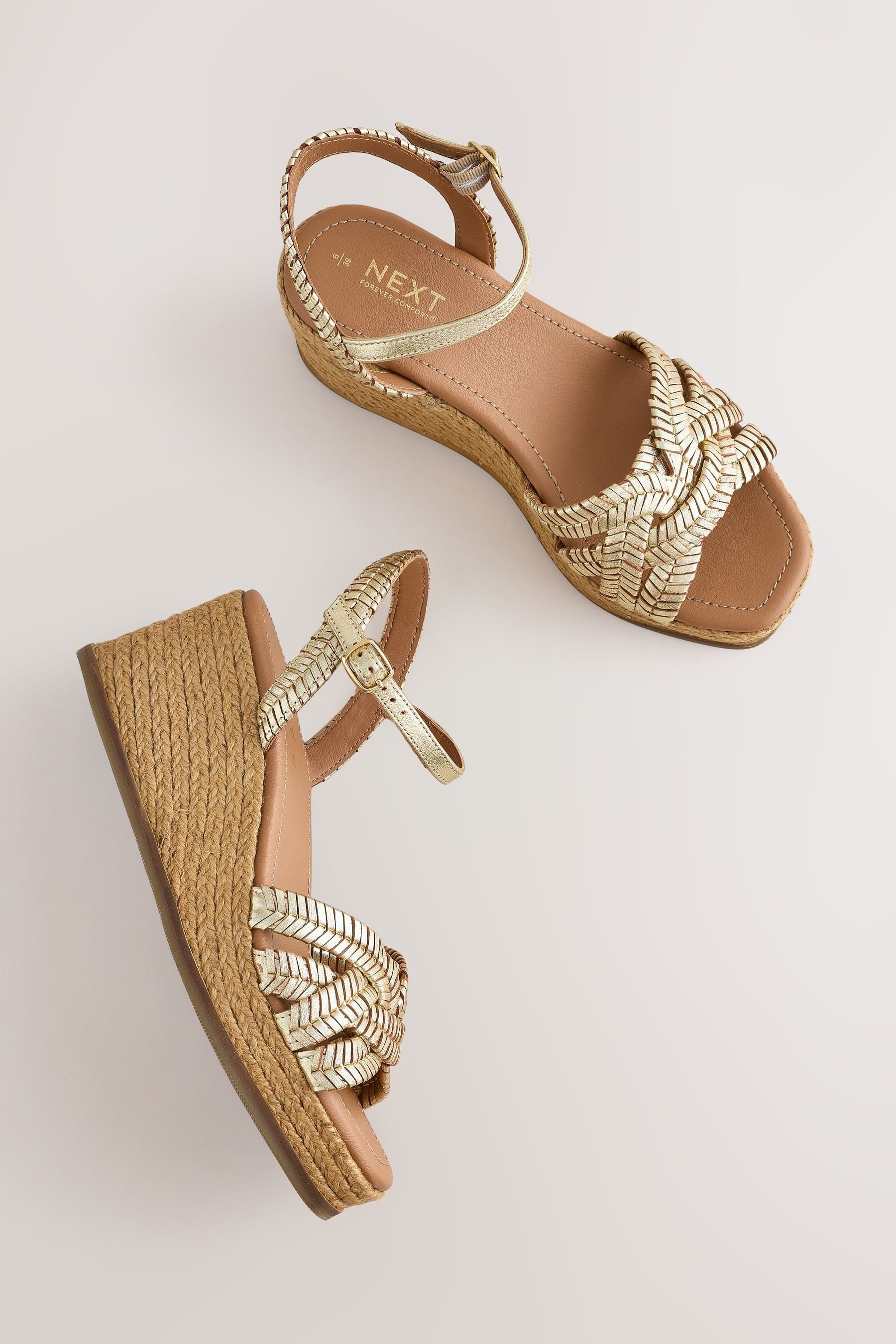 Next Forever Comfort® Leder-Wedges mit Flechtdesign Keilsandalette